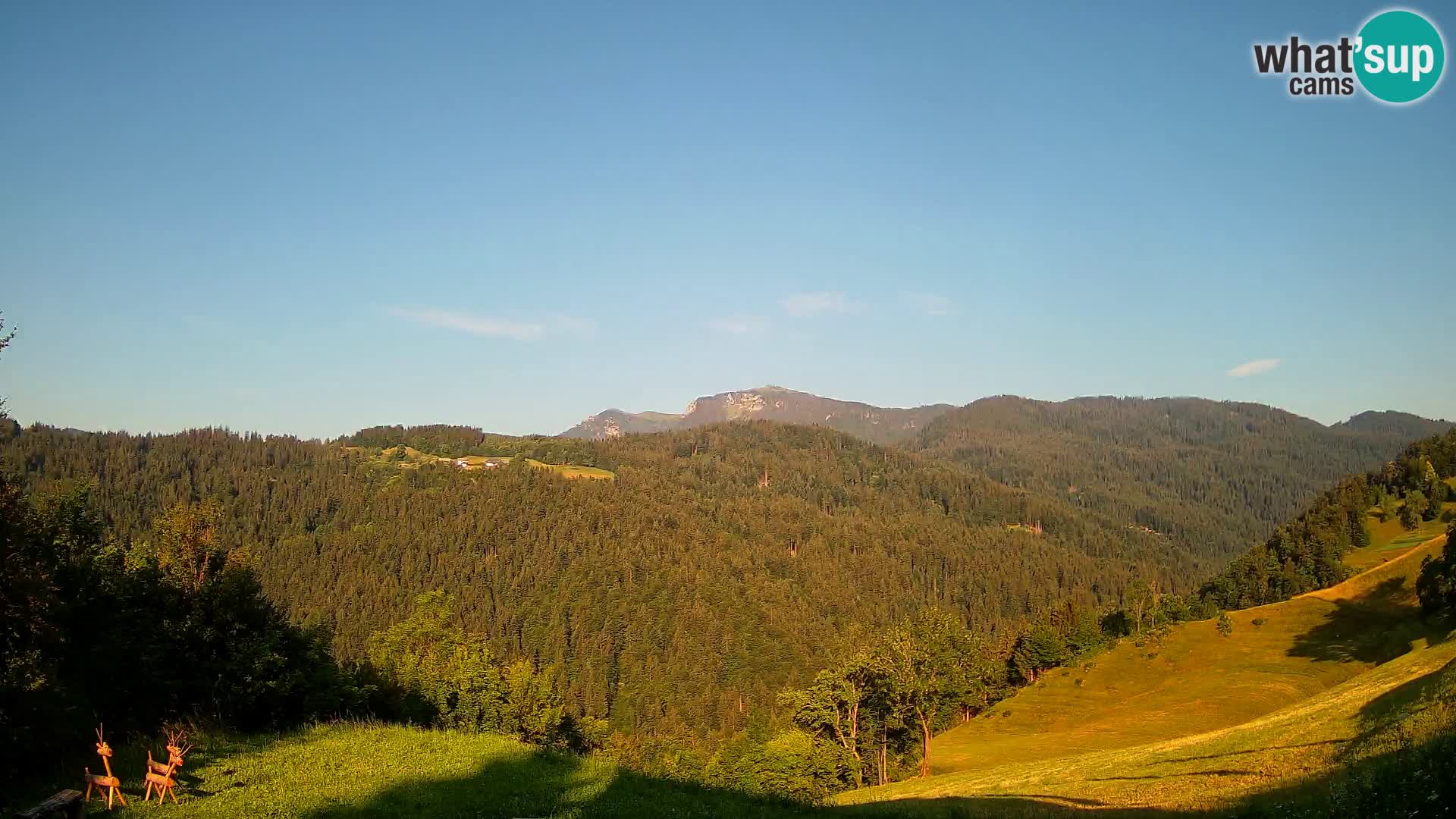 Spletna kamera Brunarica Dražgoše – Pogled v živo na Ratitovec (1666 m)