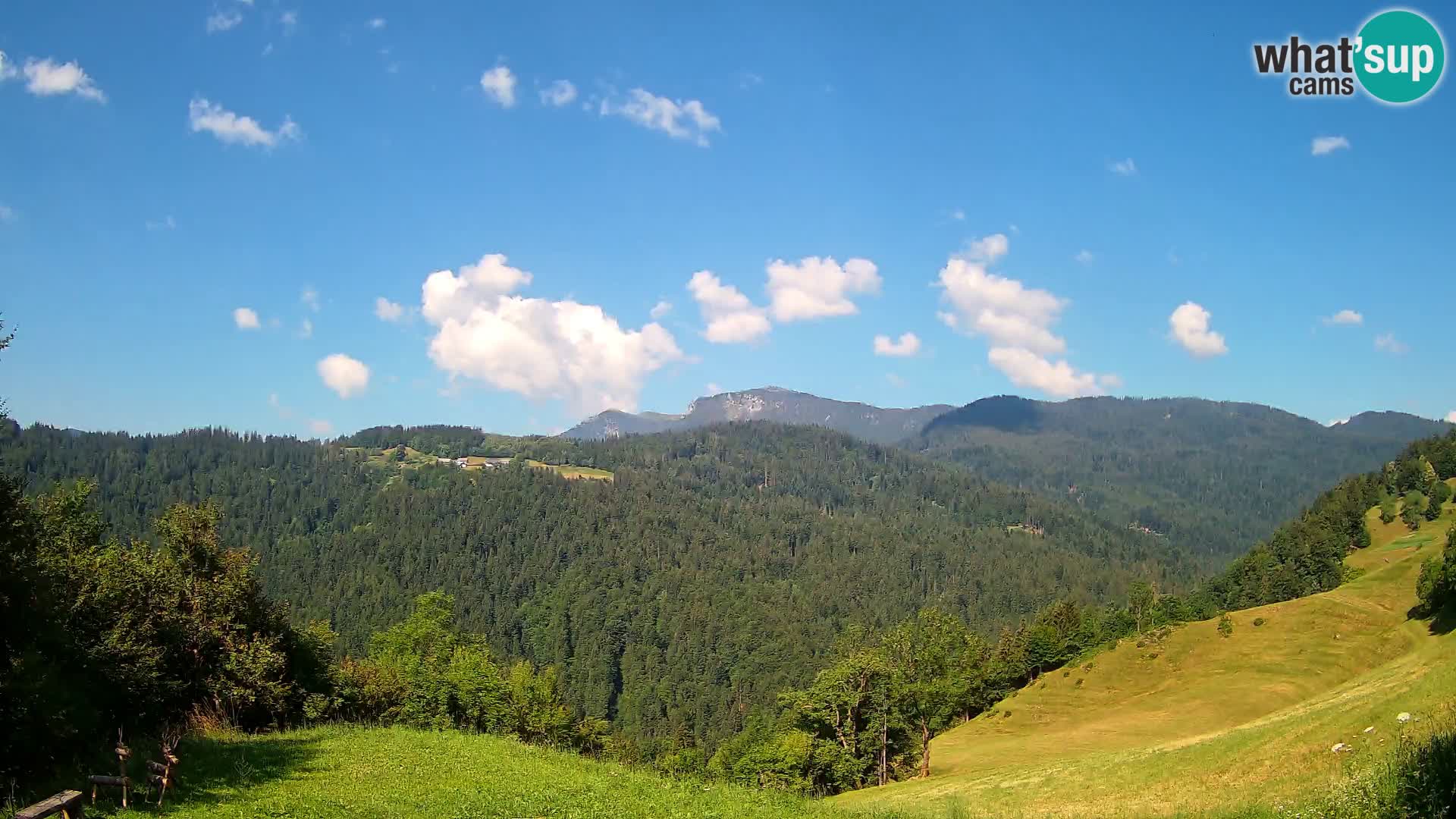 Spletna kamera Brunarica Dražgoše – Pogled v živo na Ratitovec (1666 m)