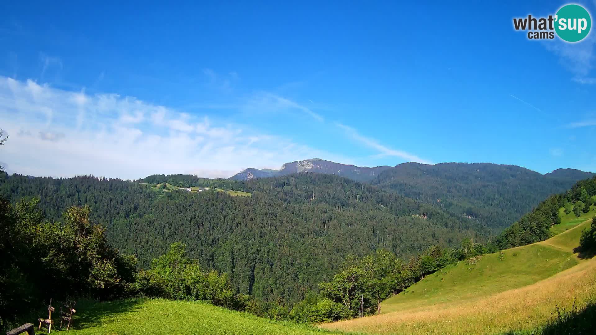 Spletna kamera Brunarica Dražgoše – Pogled v živo na Ratitovec (1666 m)