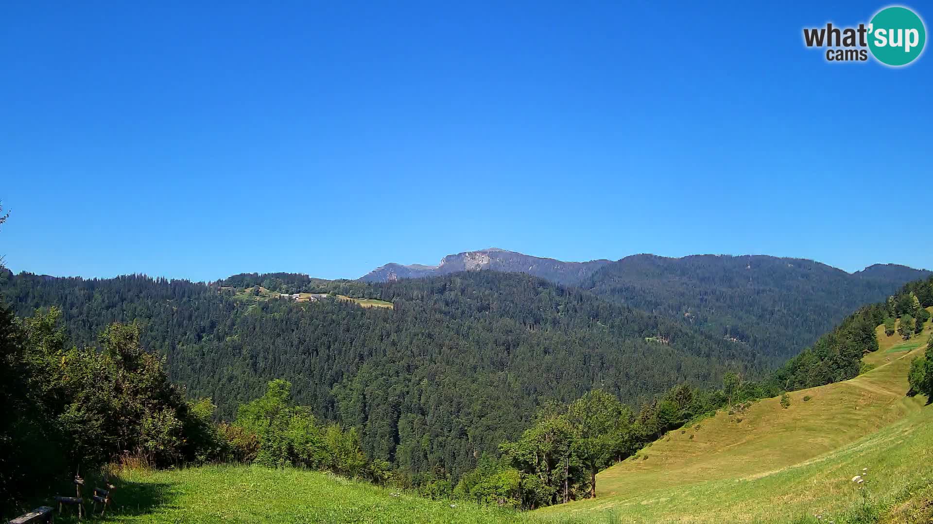 Webcam Brunarica Dražgoše – Vista live sul Ratitovec (1666 m)