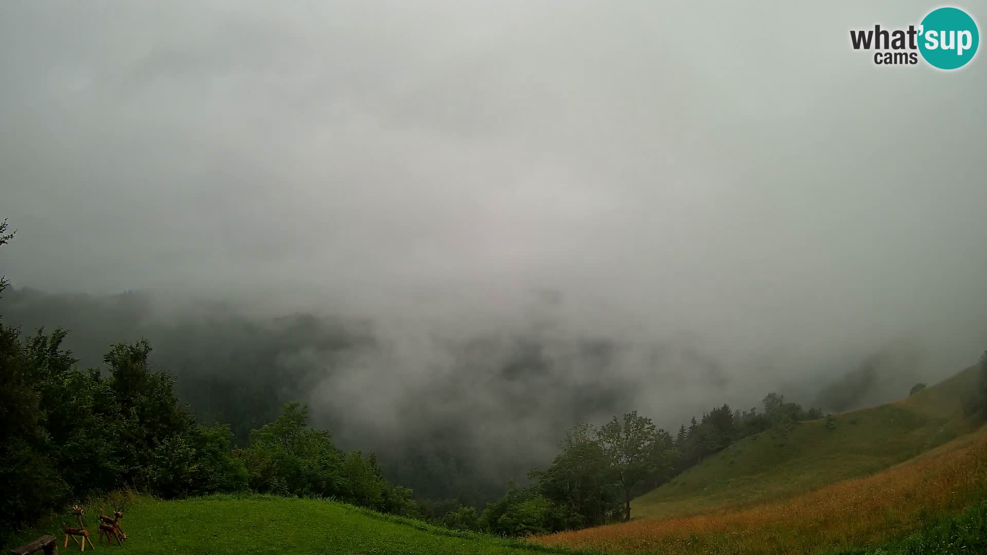 Spletna kamera Brunarica Dražgoše – Pogled v živo na Ratitovec (1666 m)