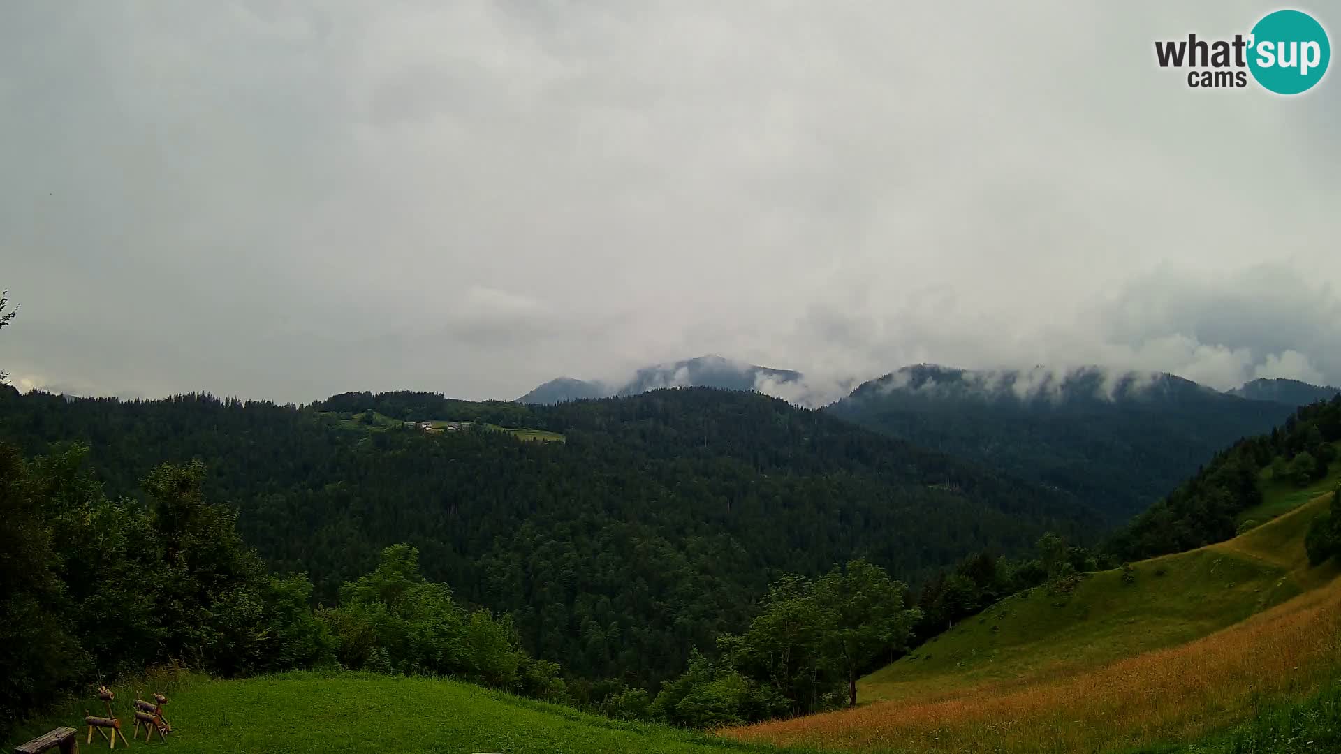 Webcam Brunarica Dražgoše – Live View of Ratitovec (1666 m)