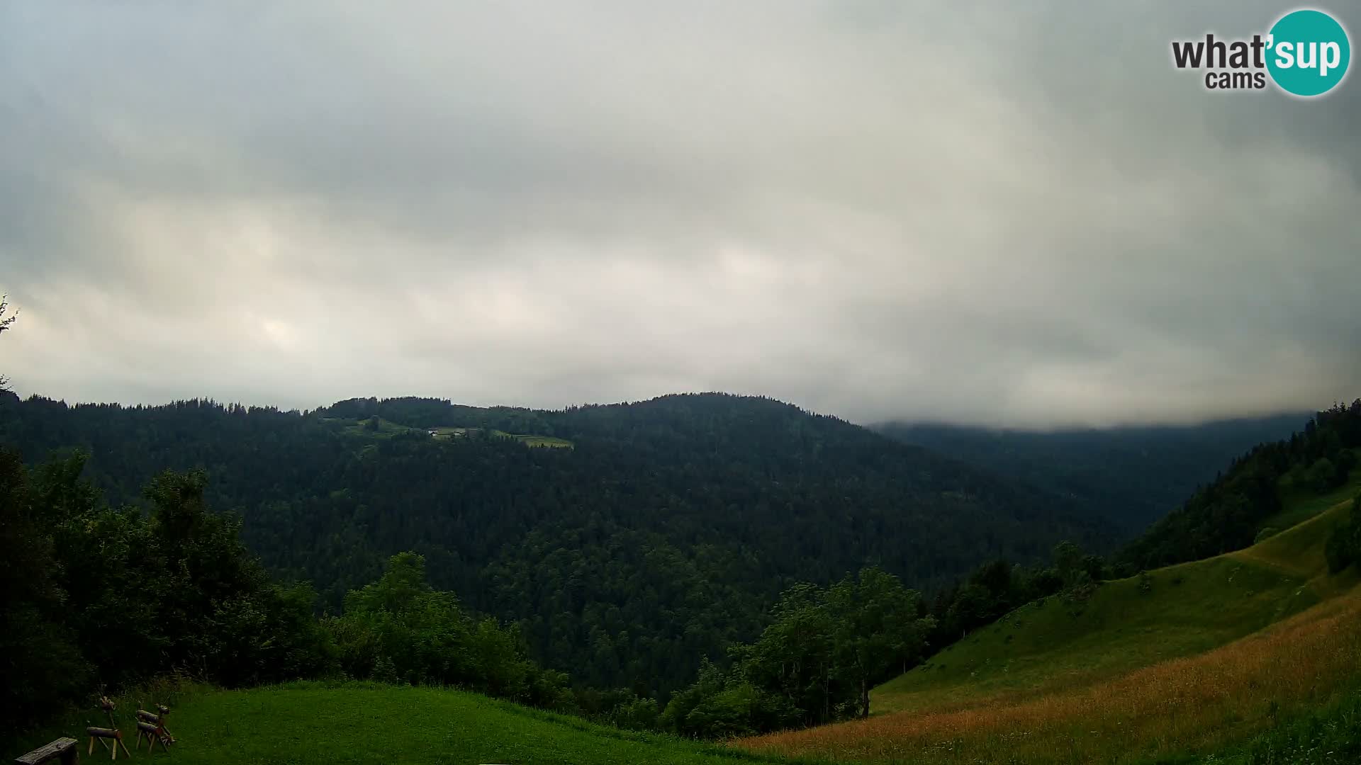 Webcam Brunarica Dražgoše – Vista live sul Ratitovec (1666 m)