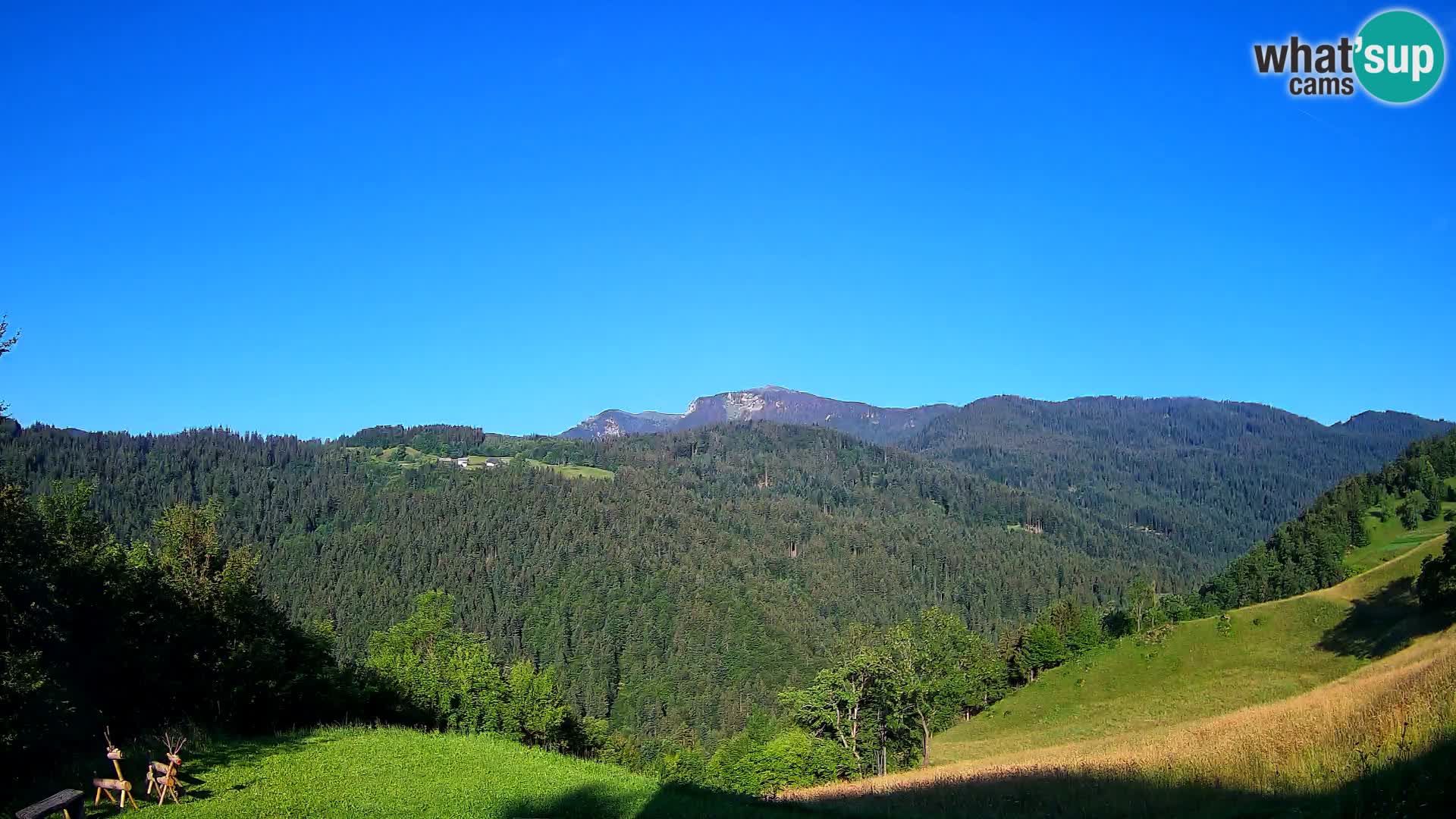 Webcam Brunarica Dražgoše – Vista live sul Ratitovec (1666 m)
