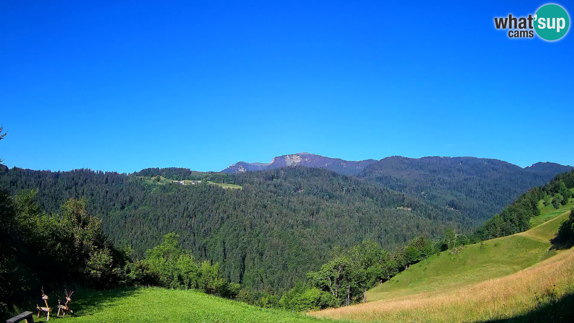 Webcam Brunarica Dražgoše – Vista live sul Ratitovec (1666 m)