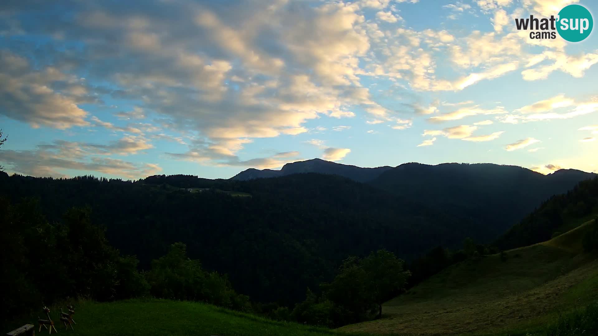 Spletna kamera Brunarica Dražgoše – Pogled v živo na Ratitovec (1666 m)