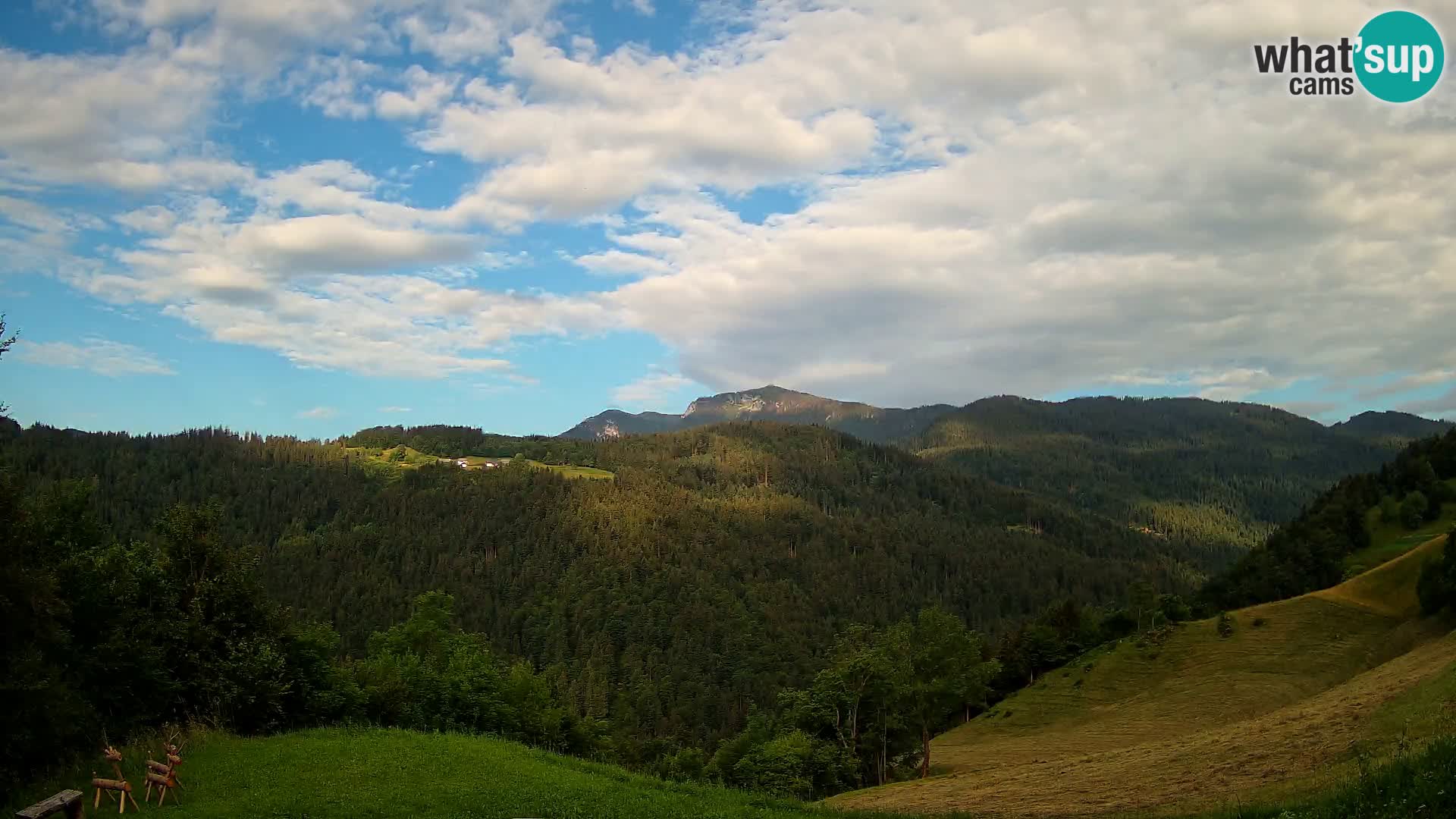 Spletna kamera Brunarica Dražgoše – Pogled v živo na Ratitovec (1666 m)