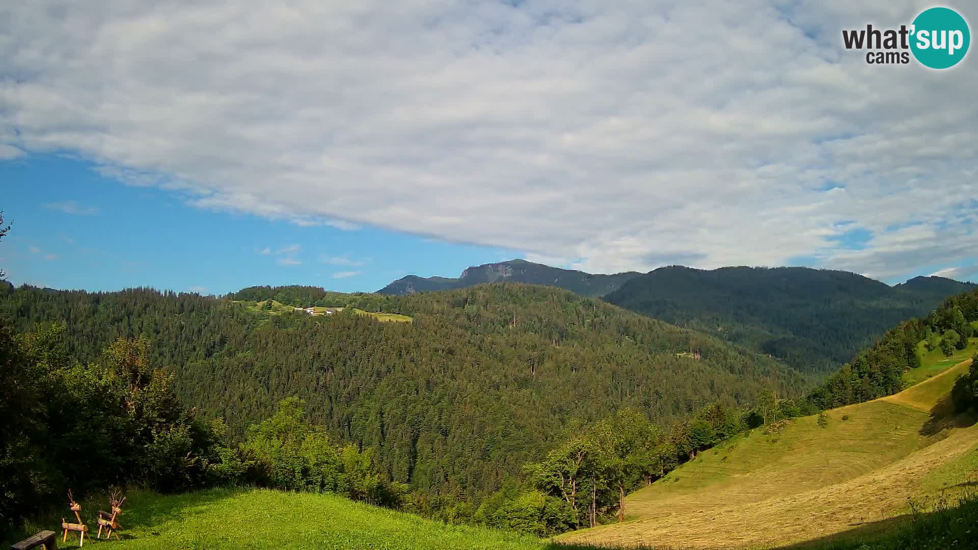Spletna kamera Brunarica Dražgoše – Pogled v živo na Ratitovec (1666 m)