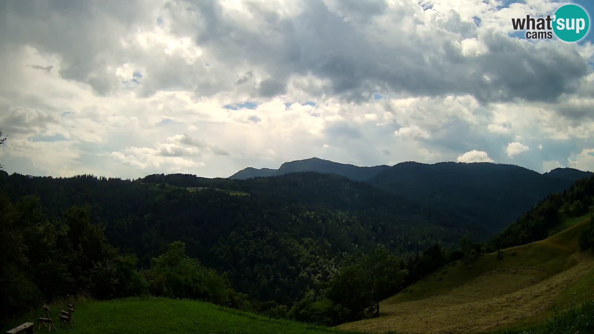 Spletna kamera Brunarica Dražgoše – Pogled v živo na Ratitovec (1666 m)