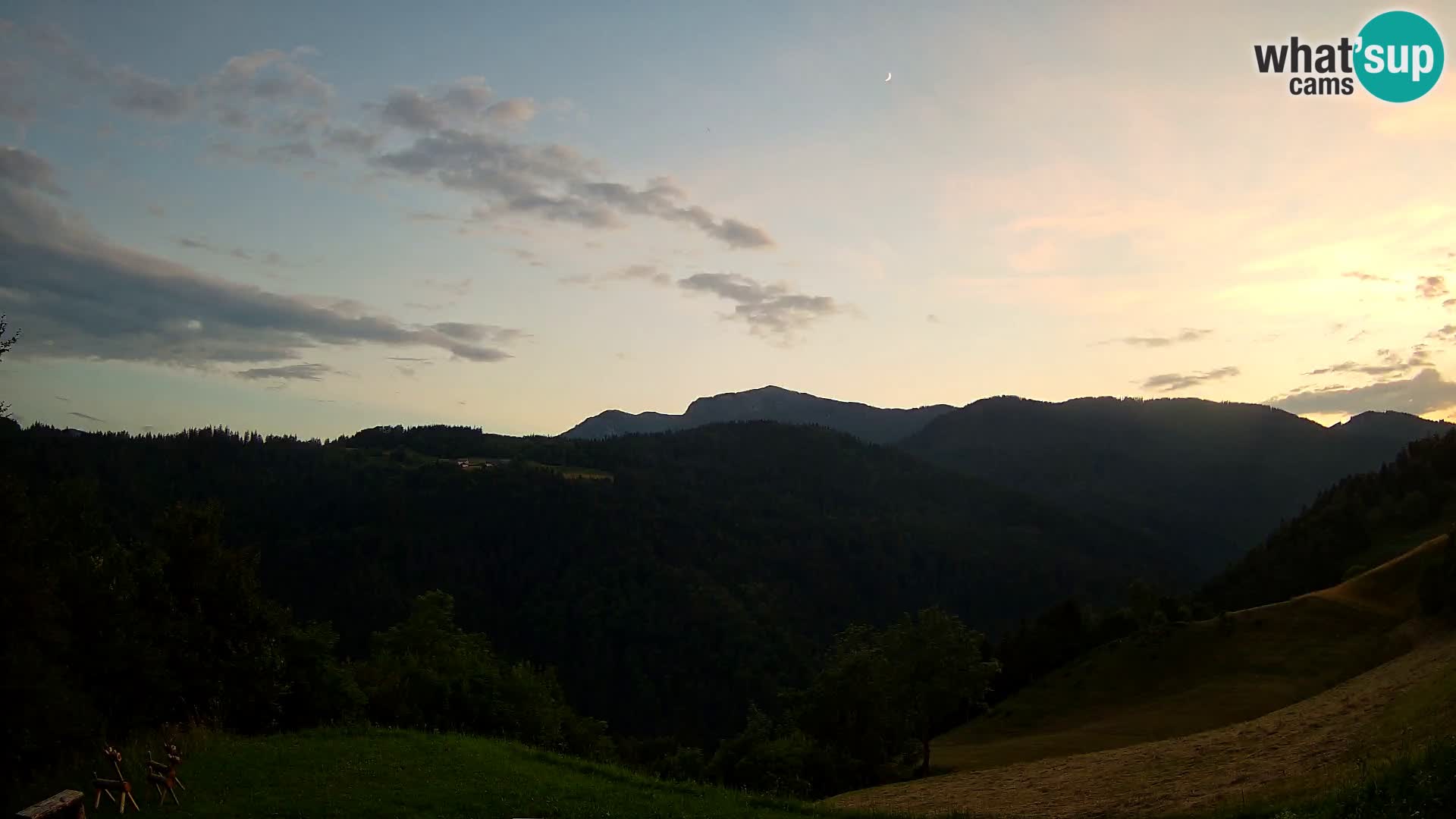 Spletna kamera Brunarica Dražgoše – Pogled v živo na Ratitovec (1666 m)