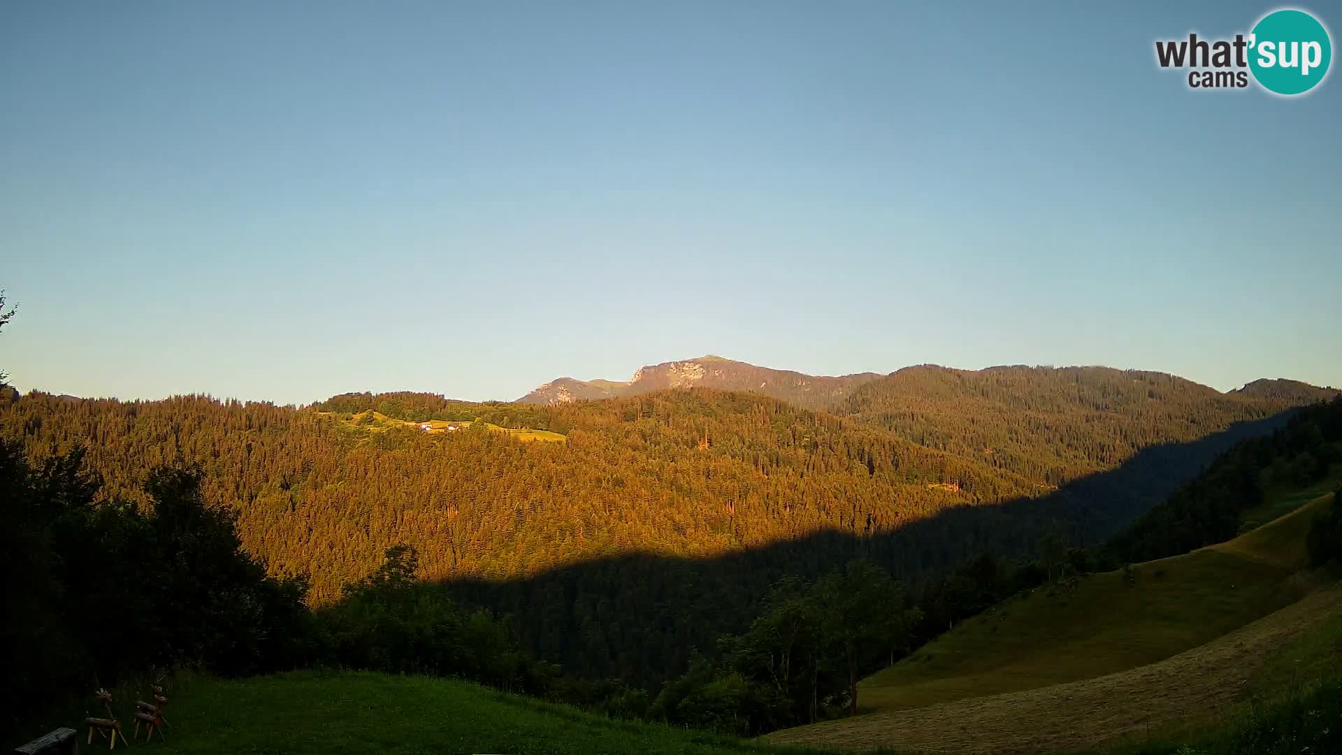Spletna kamera Brunarica Dražgoše – Pogled v živo na Ratitovec (1666 m)
