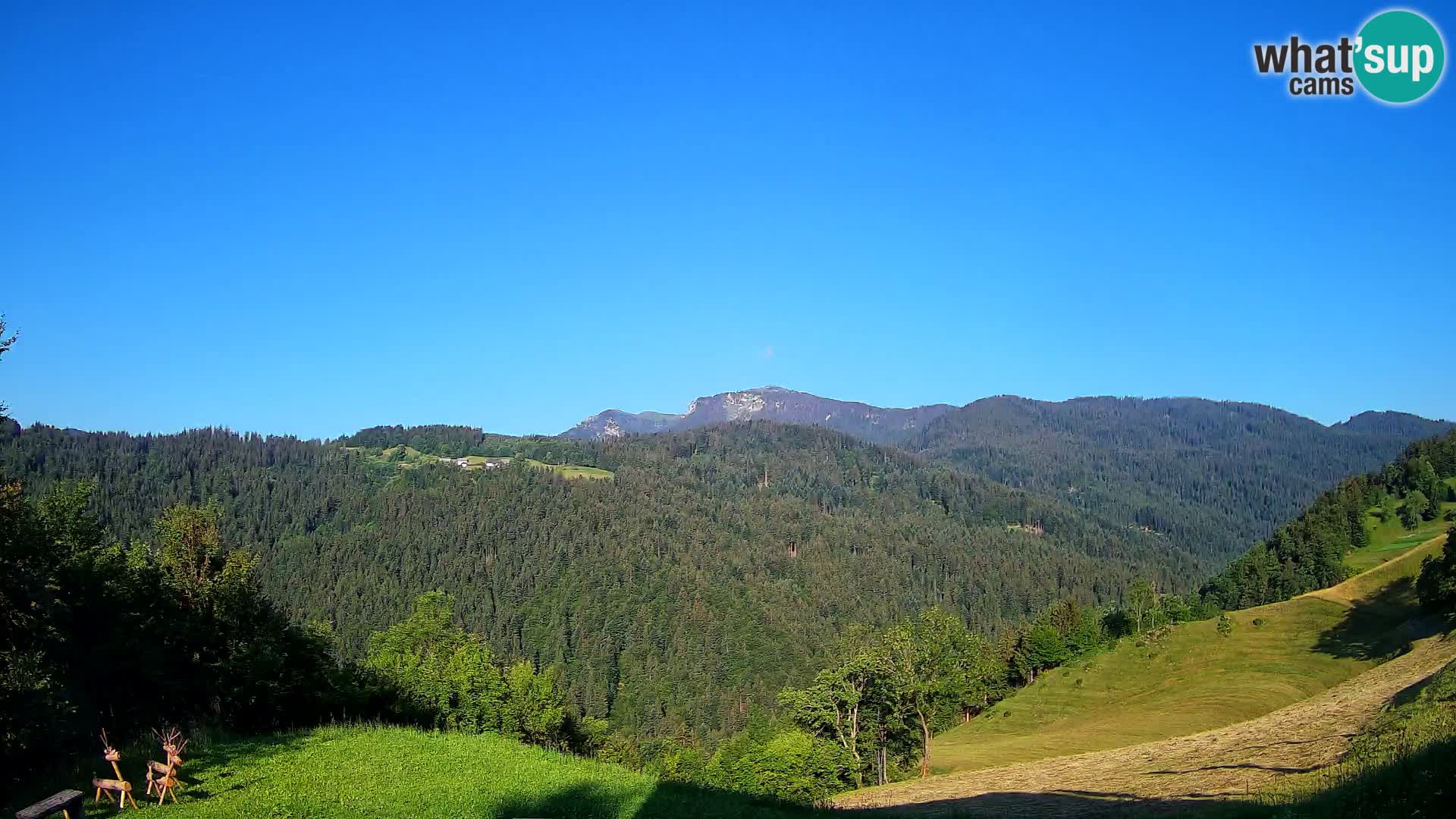 Webcam Brunarica Dražgoše – Vista live sul Ratitovec (1666 m)