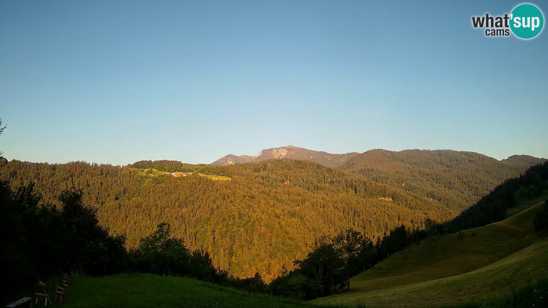 Webcam Brunarica Dražgoše – Live View of Ratitovec (1666 m)