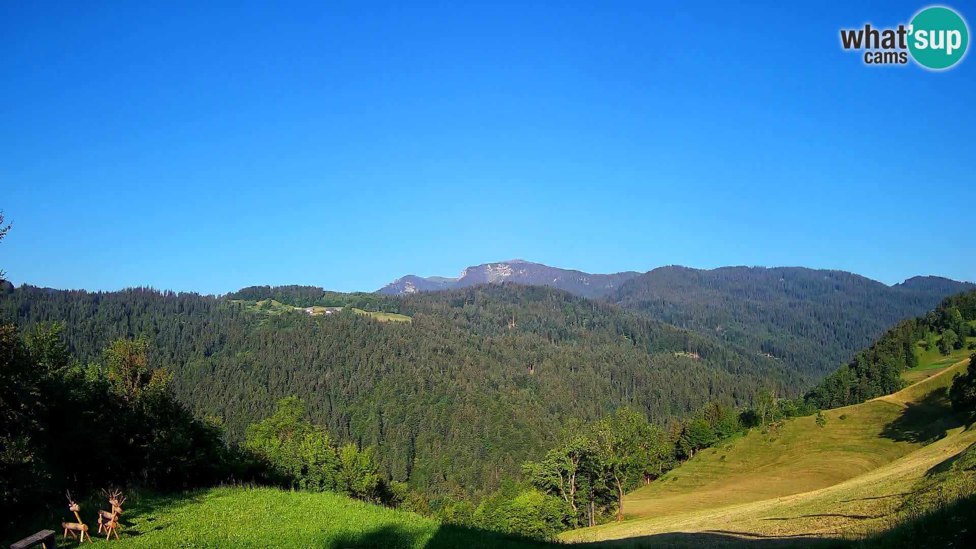 Webcam Brunarica Dražgoše – Liveblick auf Ratitovec (1666 m)