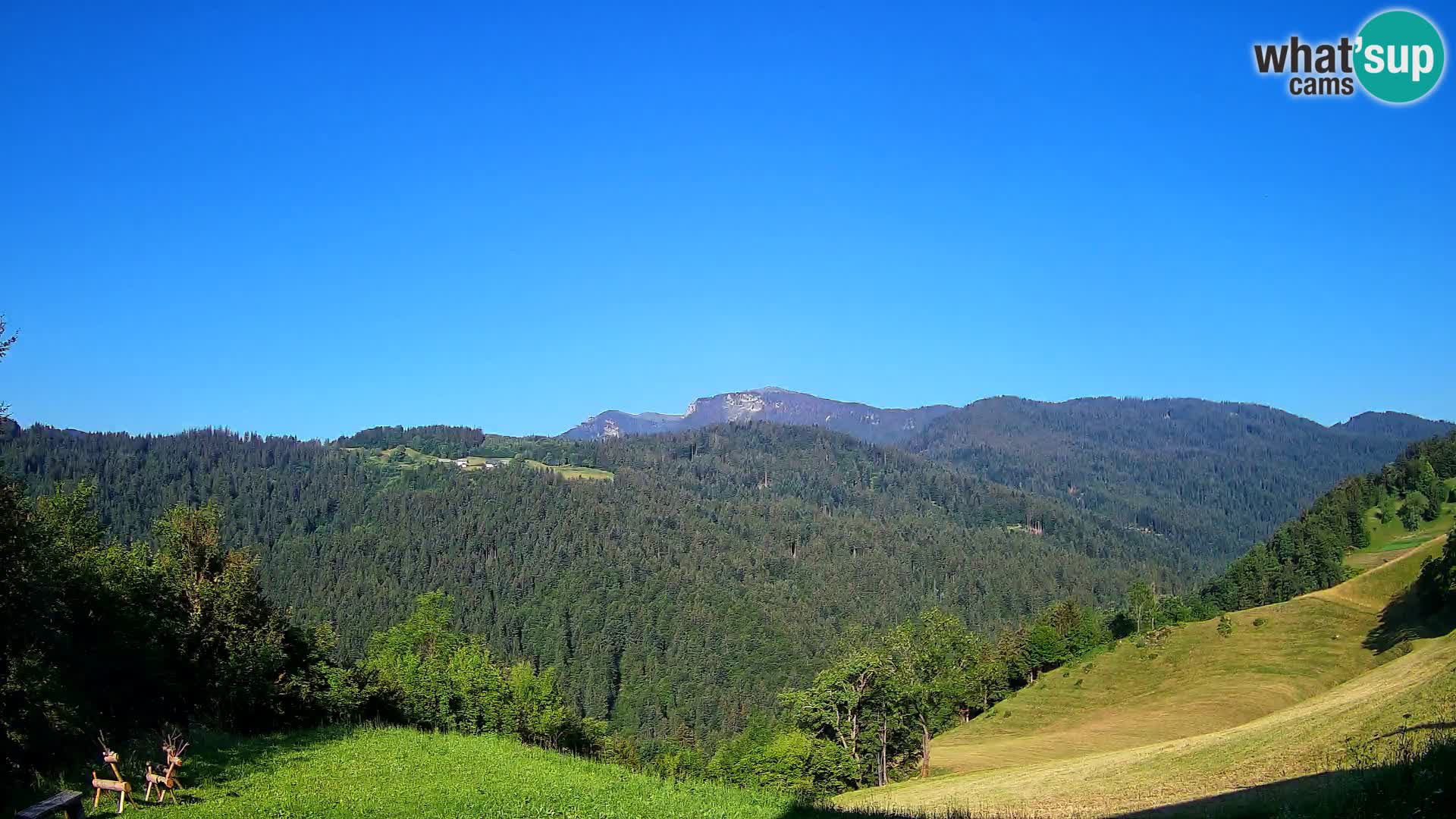 Webcam Brunarica Dražgoše – Liveblick auf Ratitovec (1666 m)