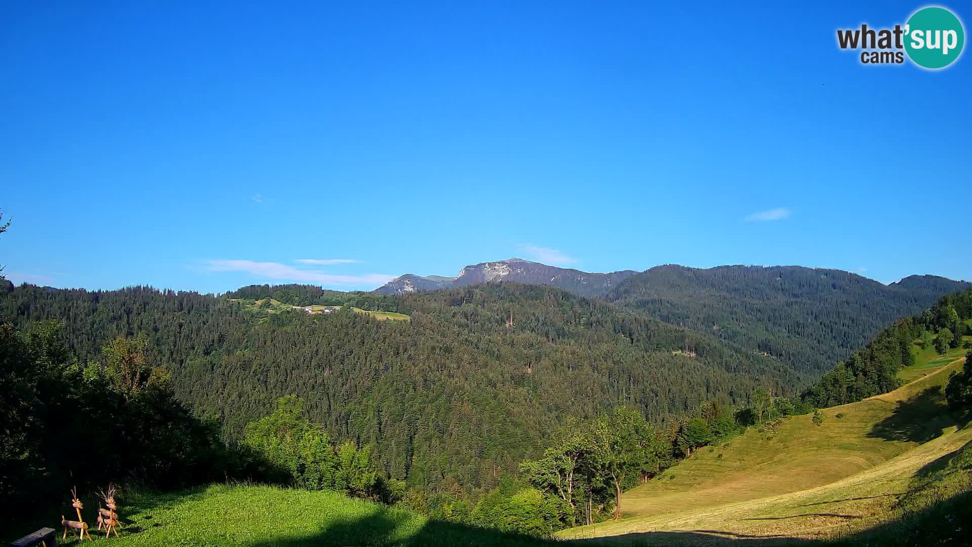 Spletna kamera Brunarica Dražgoše – Pogled v živo na Ratitovec (1666 m)