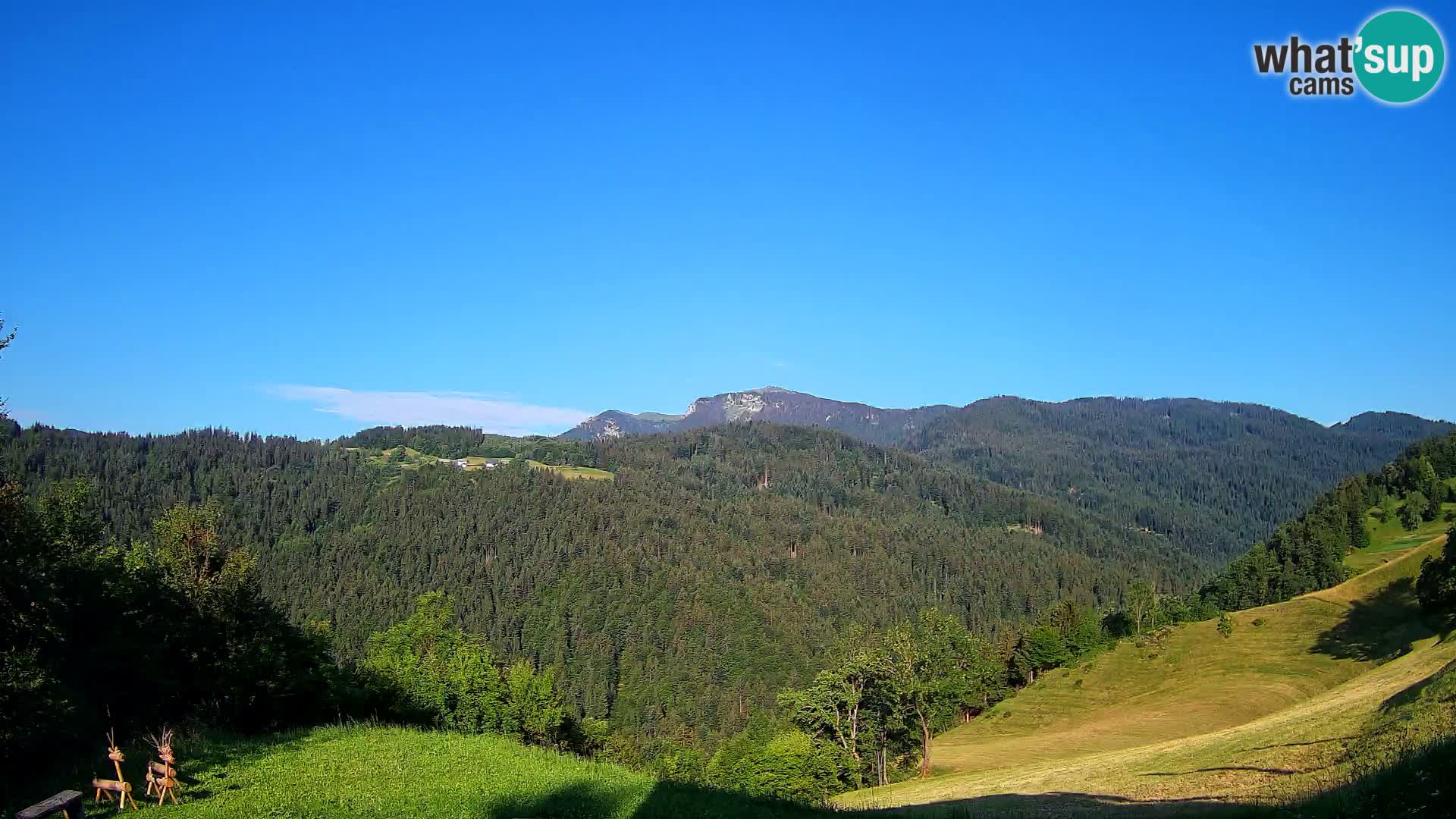Spletna kamera Brunarica Dražgoše – Pogled v živo na Ratitovec (1666 m)