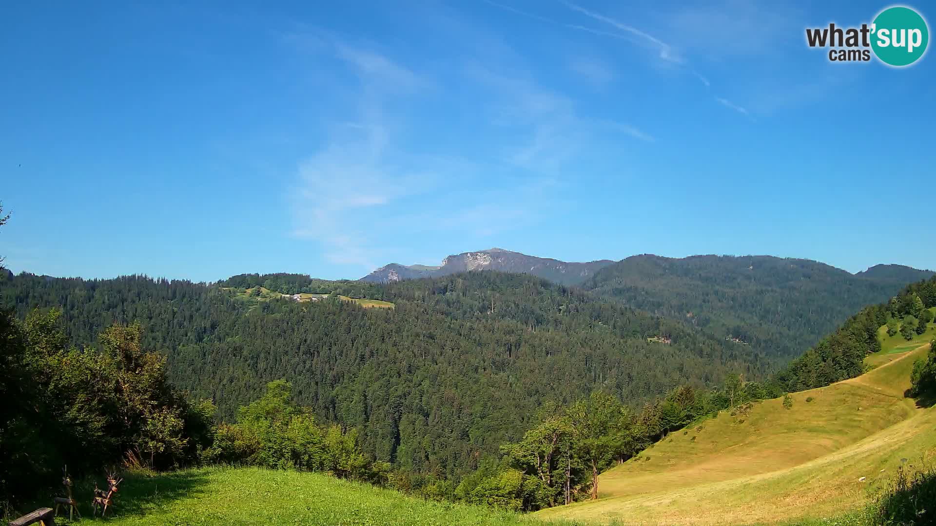 Webcam Brunarica Dražgoše – Liveblick auf Ratitovec (1666 m)