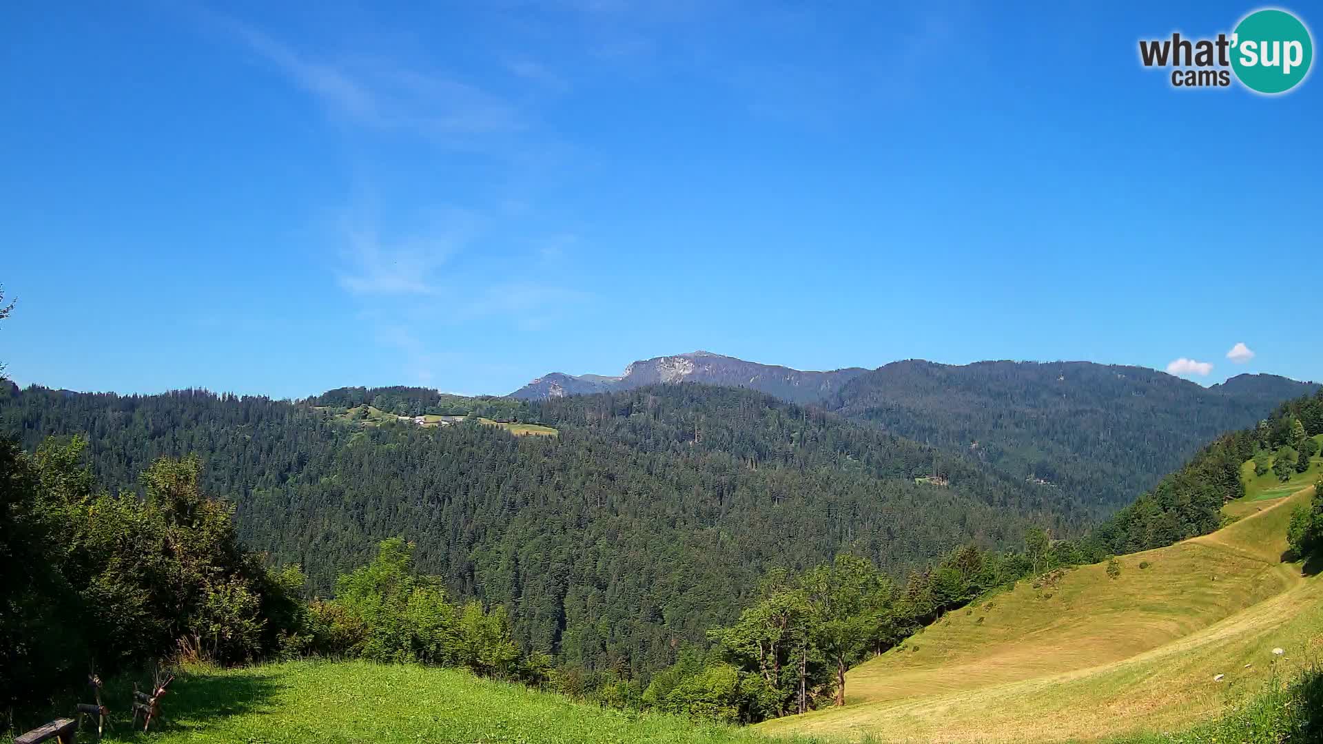 Webcam Brunarica Dražgoše – Liveblick auf Ratitovec (1666 m)