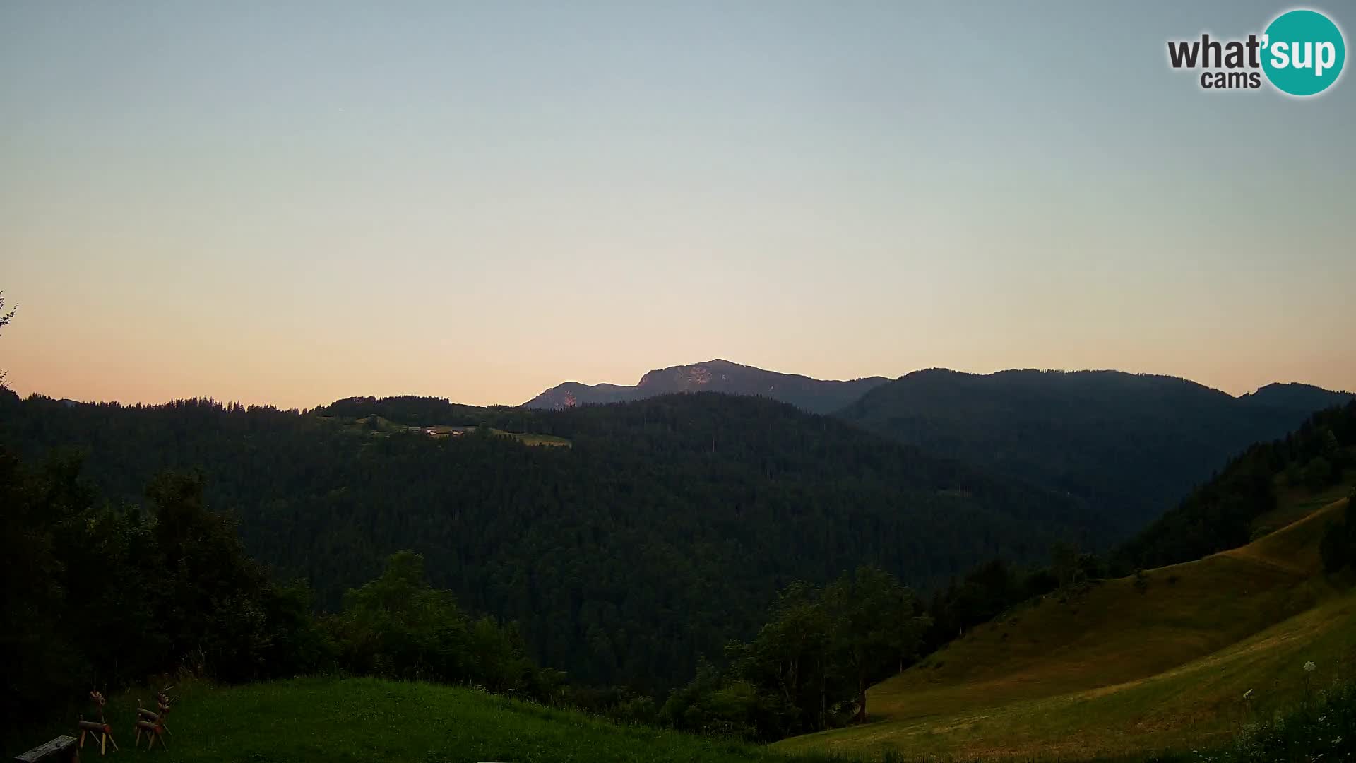 Spletna kamera Brunarica Dražgoše – Pogled v živo na Ratitovec (1666 m)