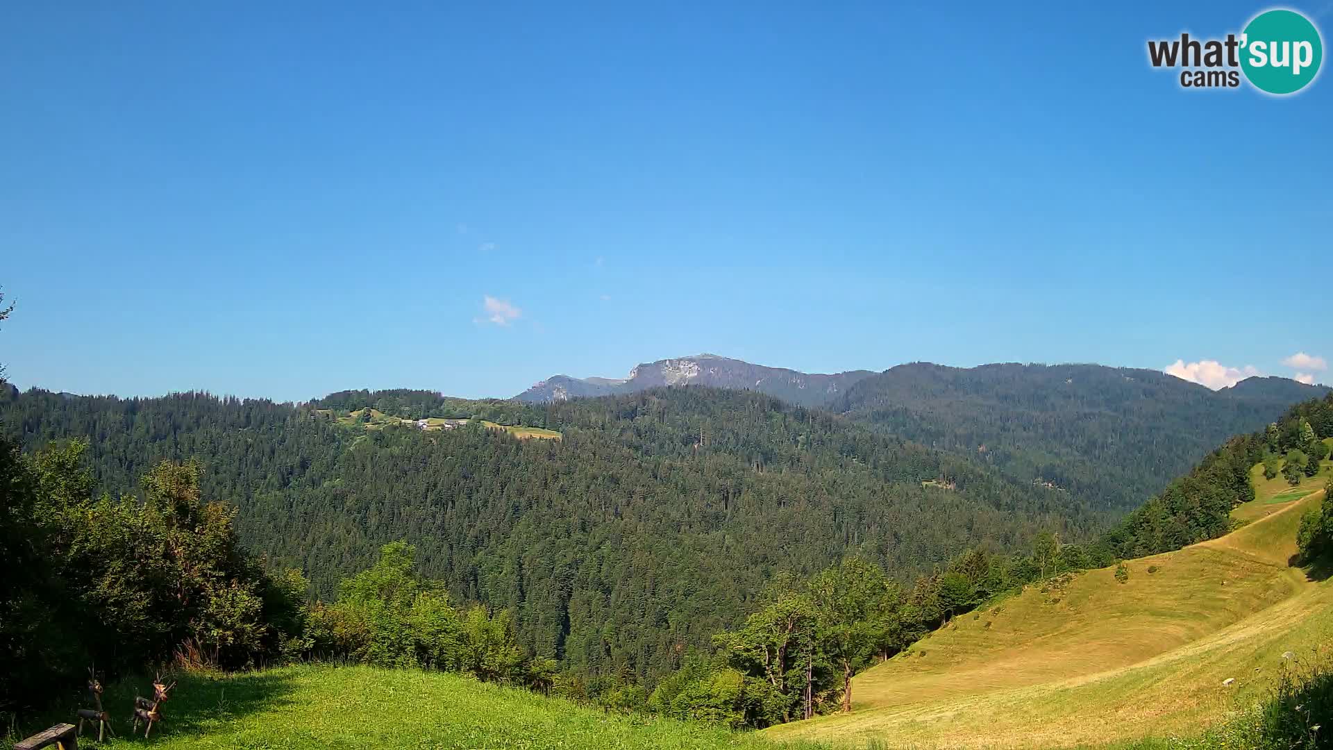 Webcam Brunarica Dražgoše – Liveblick auf Ratitovec (1666 m)