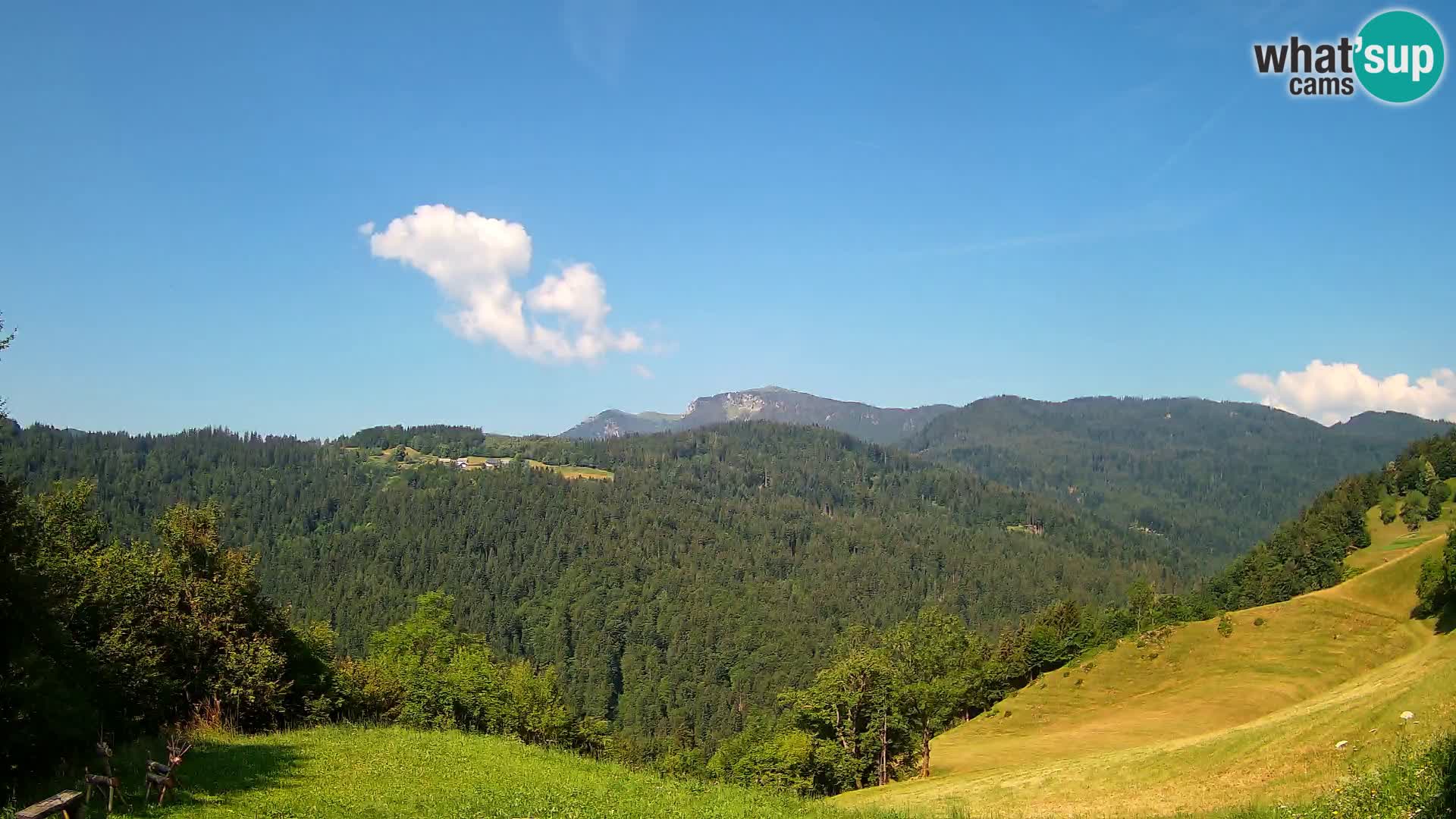Webcam Brunarica Dražgoše – Vista live sul Ratitovec (1666 m)
