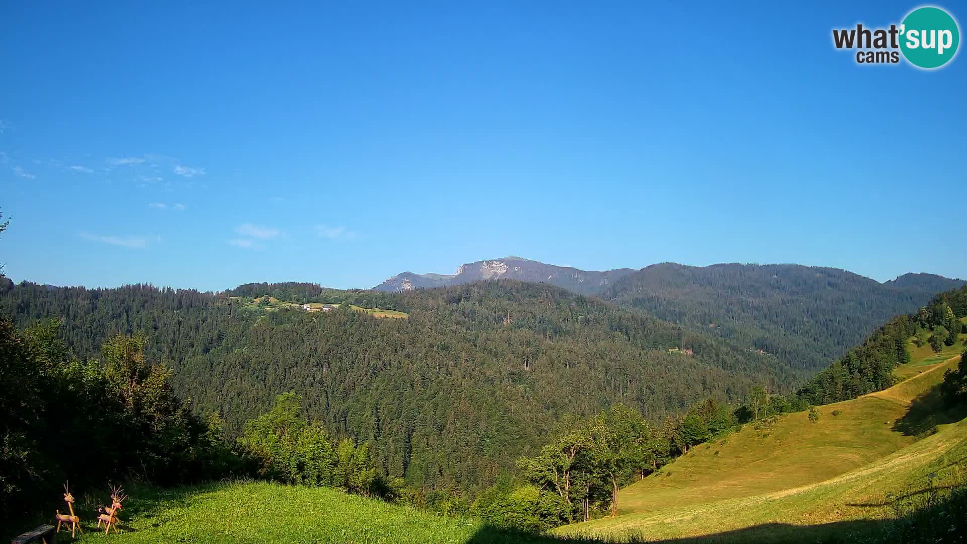 Webcam Brunarica Dražgoše – Live View of Ratitovec (1666 m)