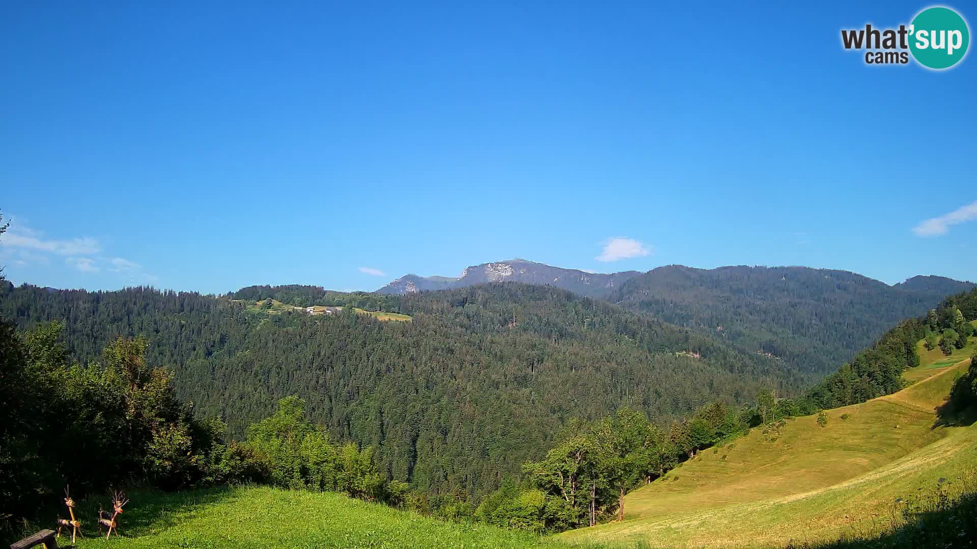Spletna kamera Brunarica Dražgoše – Pogled v živo na Ratitovec (1666 m)