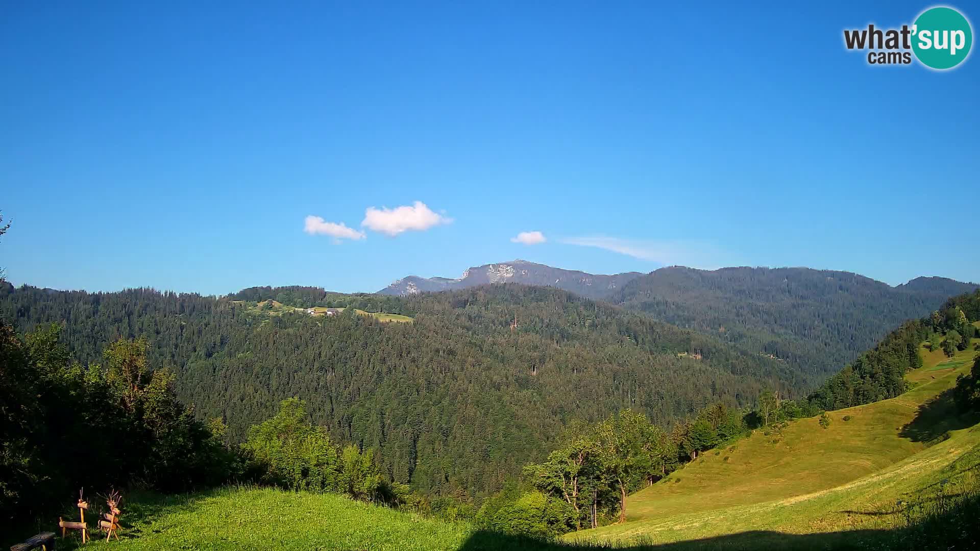 Webcam Brunarica Dražgoše – Live View of Ratitovec (1666 m)