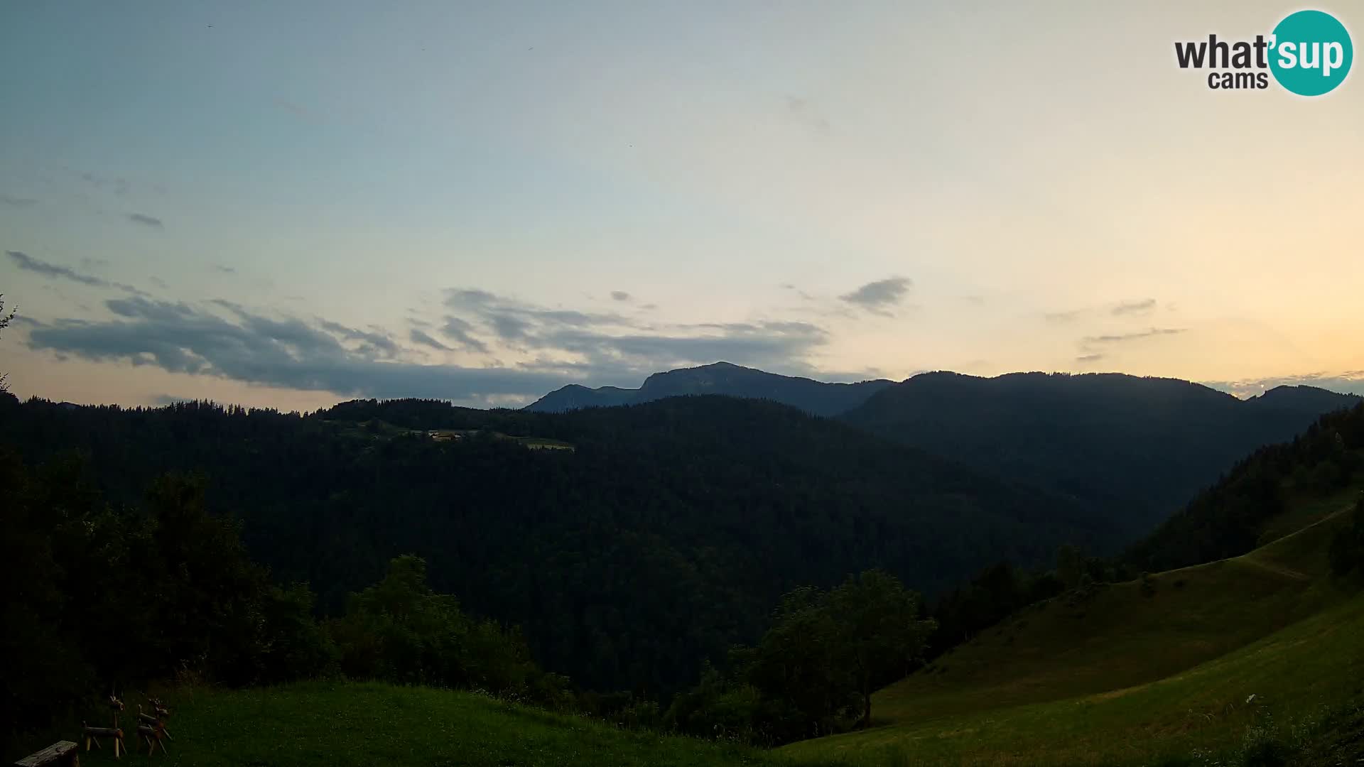 Spletna kamera Brunarica Dražgoše – Pogled v živo na Ratitovec (1666 m)
