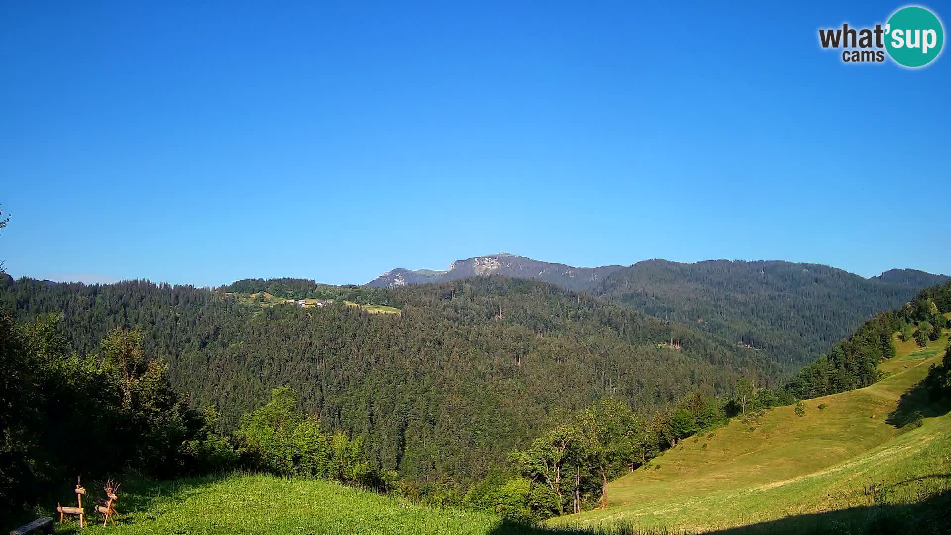 Webcam Brunarica Dražgoše – Live View of Ratitovec (1666 m)