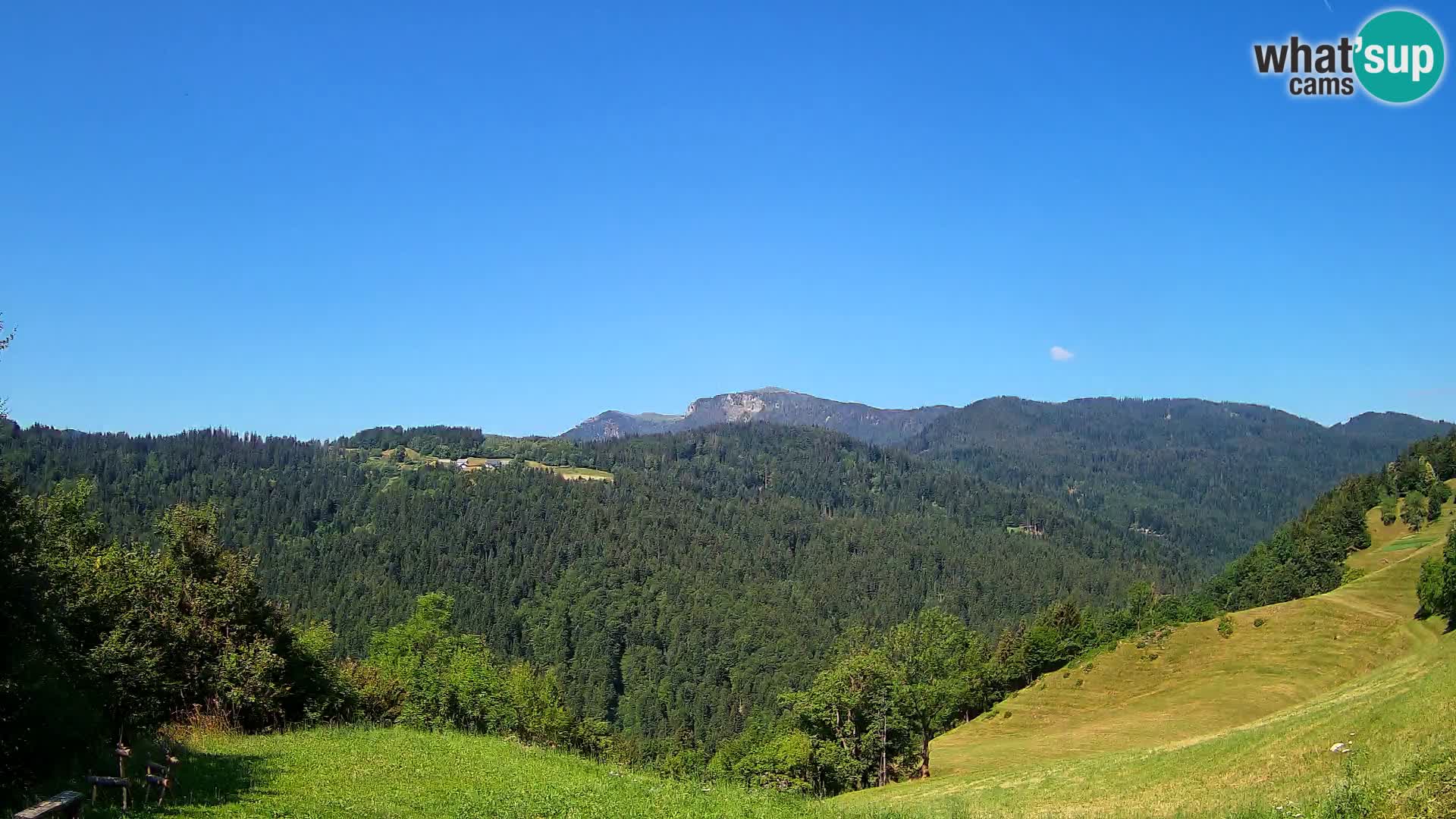 Spletna kamera Brunarica Dražgoše – Pogled v živo na Ratitovec (1666 m)