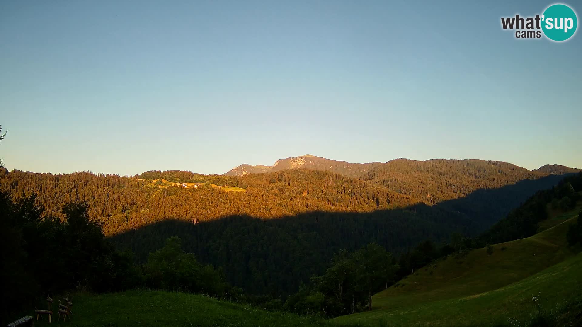 Spletna kamera Brunarica Dražgoše – Pogled v živo na Ratitovec (1666 m)