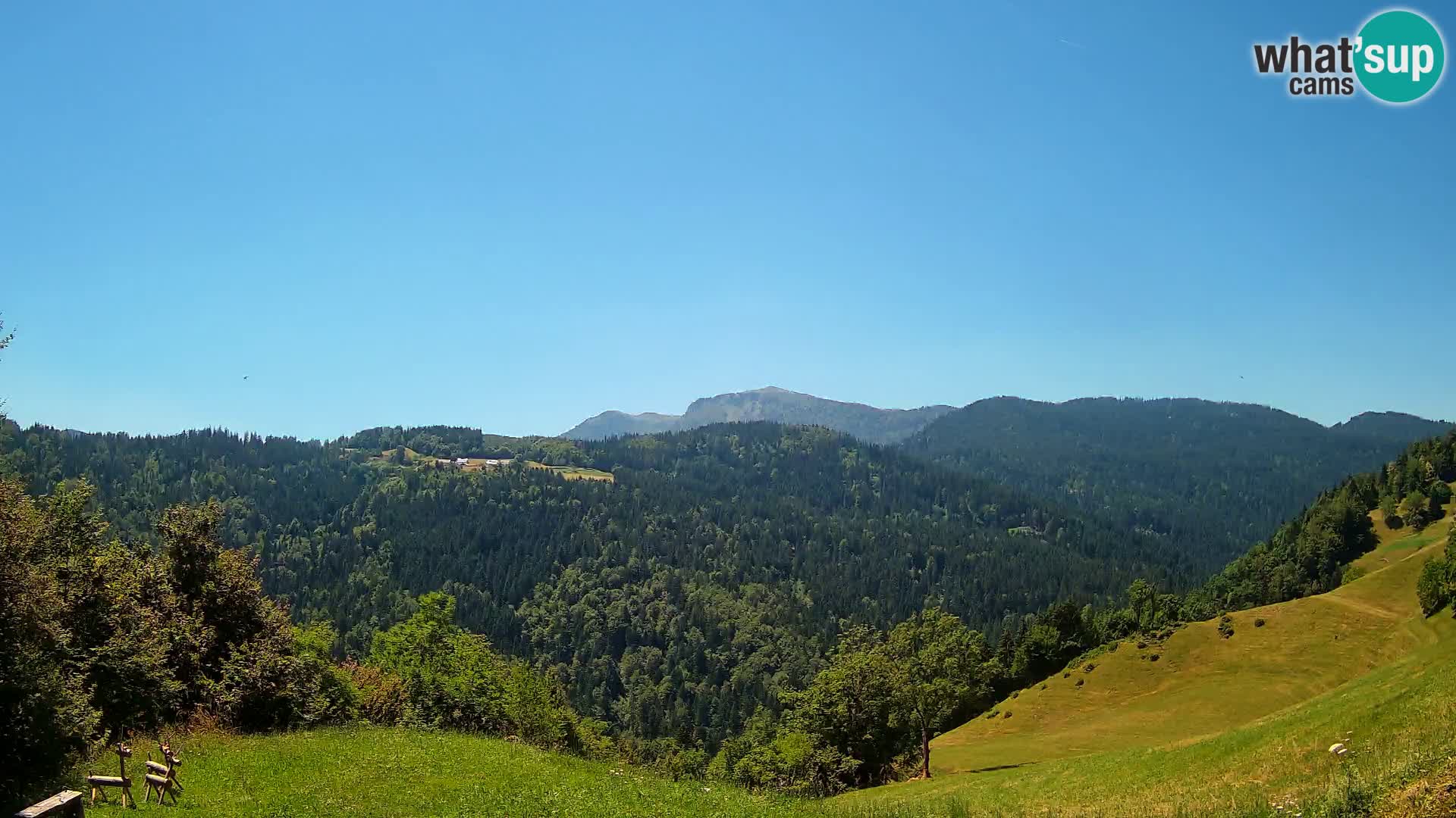 Webcam Brunarica Dražgoše – Liveblick auf Ratitovec (1666 m)