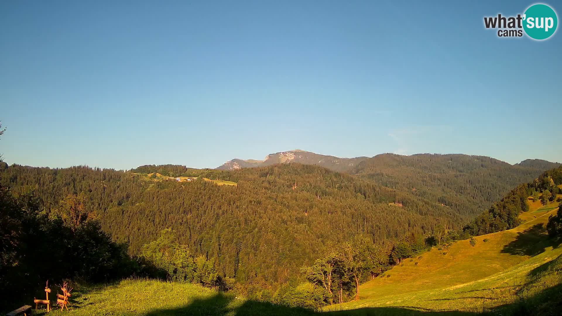 Webcam Brunarica Dražgoše – Live View of Ratitovec (1666 m)