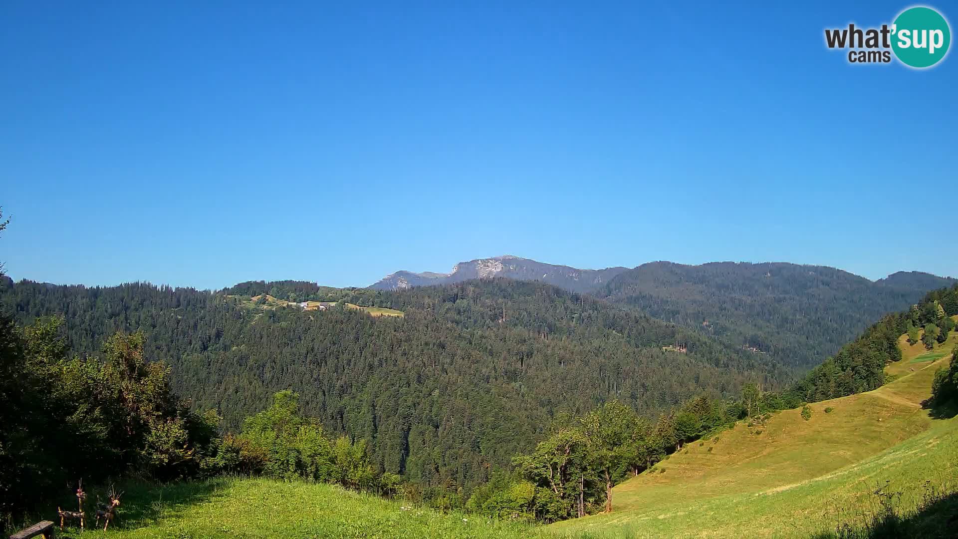 Webcam Brunarica Dražgoše – Liveblick auf Ratitovec (1666 m)