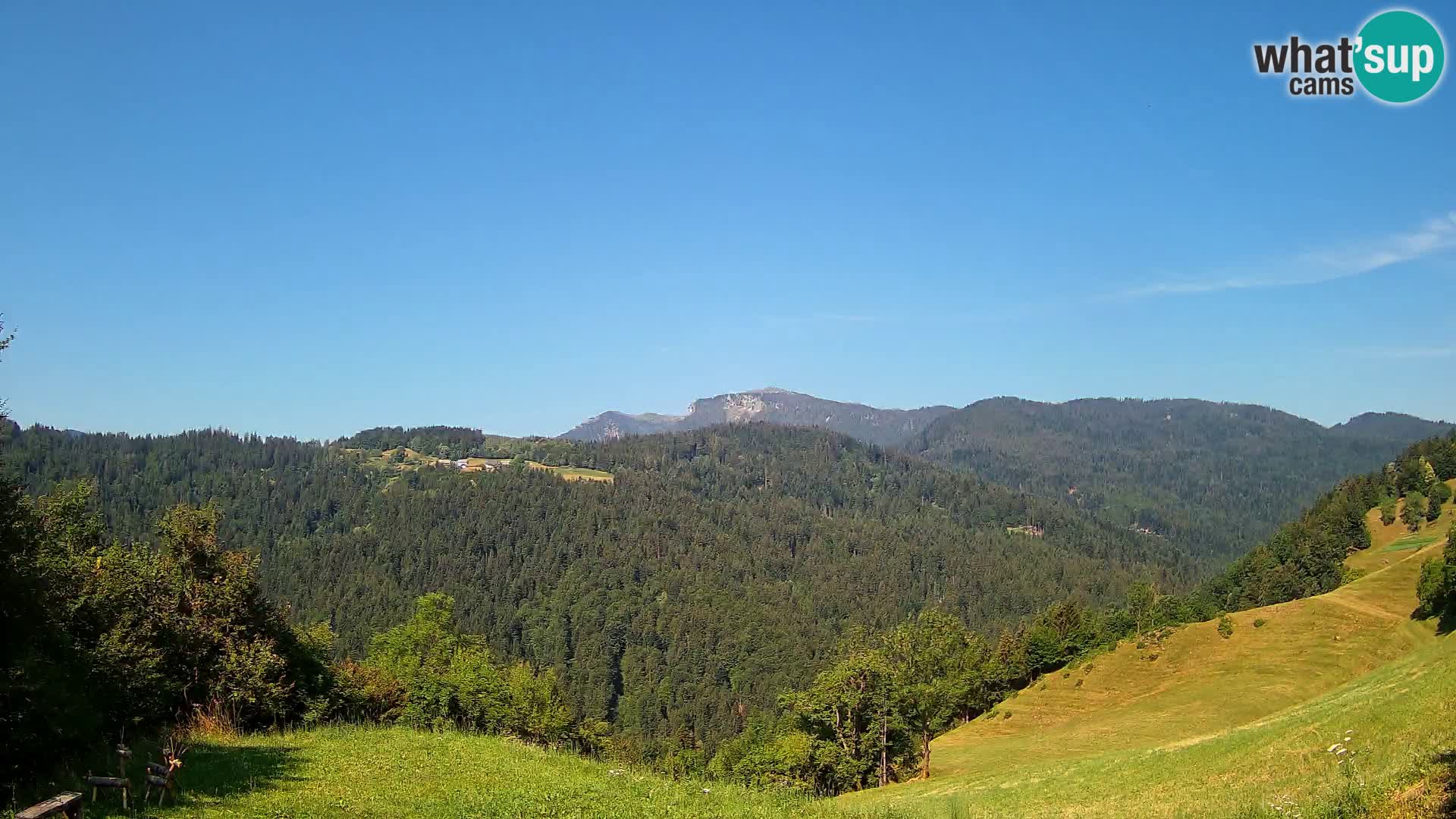 Webcam Brunarica Dražgoše – Liveblick auf Ratitovec (1666 m)