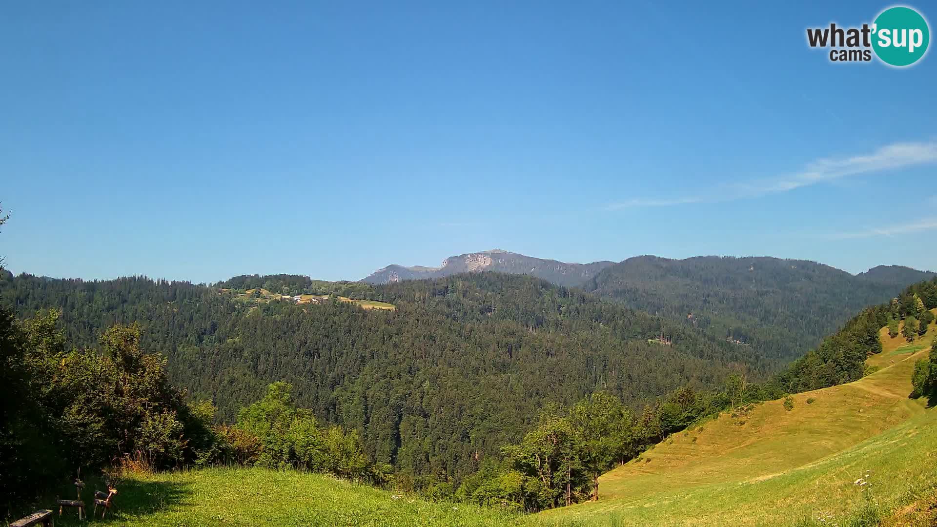 Webcam Brunarica Dražgoše – Liveblick auf Ratitovec (1666 m)