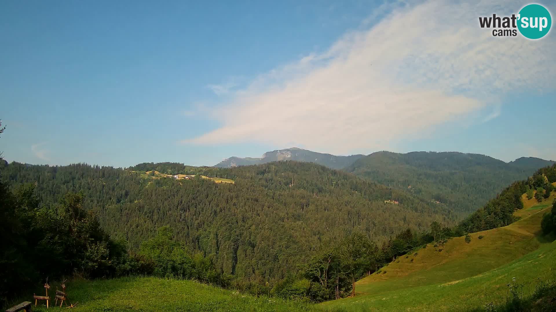 Webcam Brunarica Dražgoše – Liveblick auf Ratitovec (1666 m)
