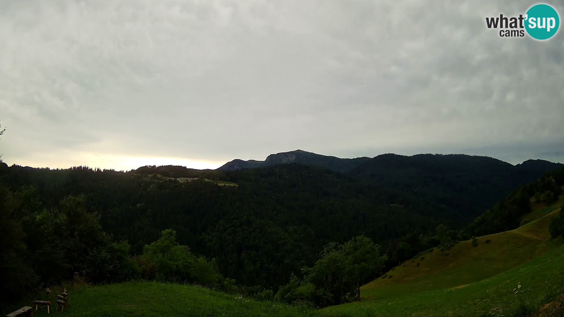 Spletna kamera Brunarica Dražgoše – Pogled v živo na Ratitovec (1666 m)