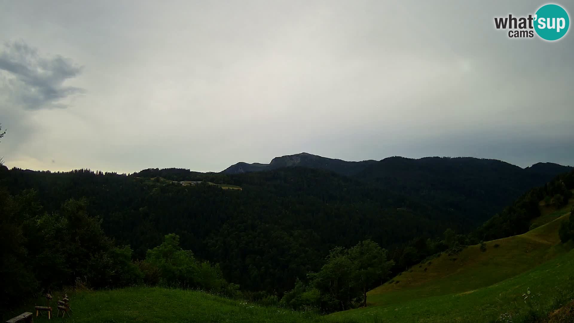Spletna kamera Brunarica Dražgoše – Pogled v živo na Ratitovec (1666 m)