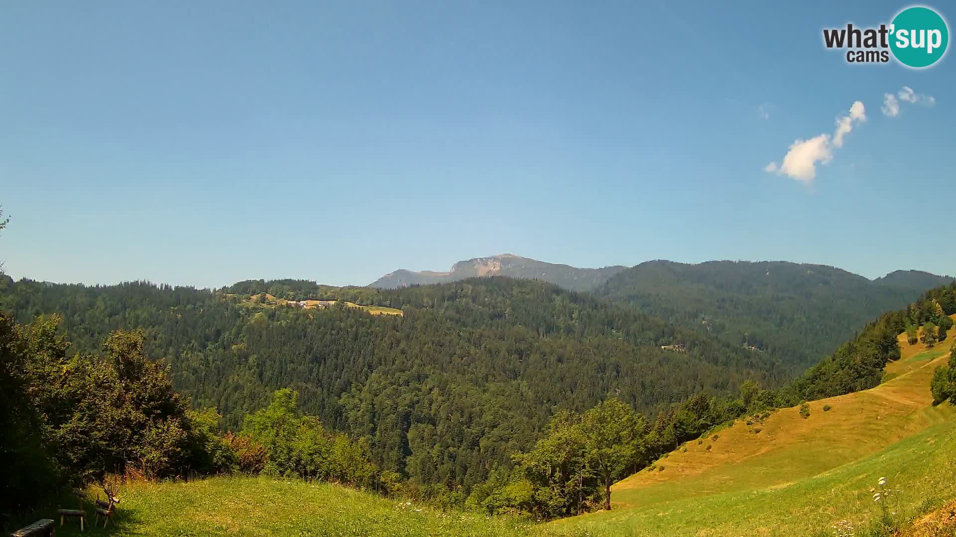 Spletna kamera Brunarica Dražgoše – Pogled v živo na Ratitovec (1666 m)