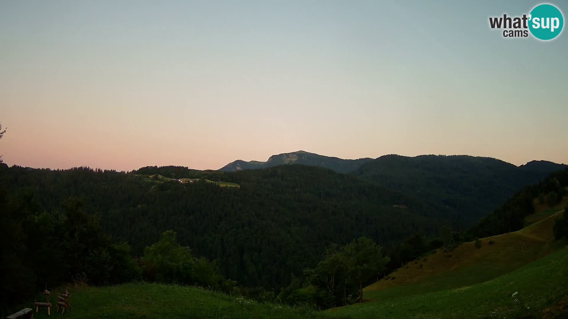 Spletna kamera Brunarica Dražgoše – Pogled v živo na Ratitovec (1666 m)
