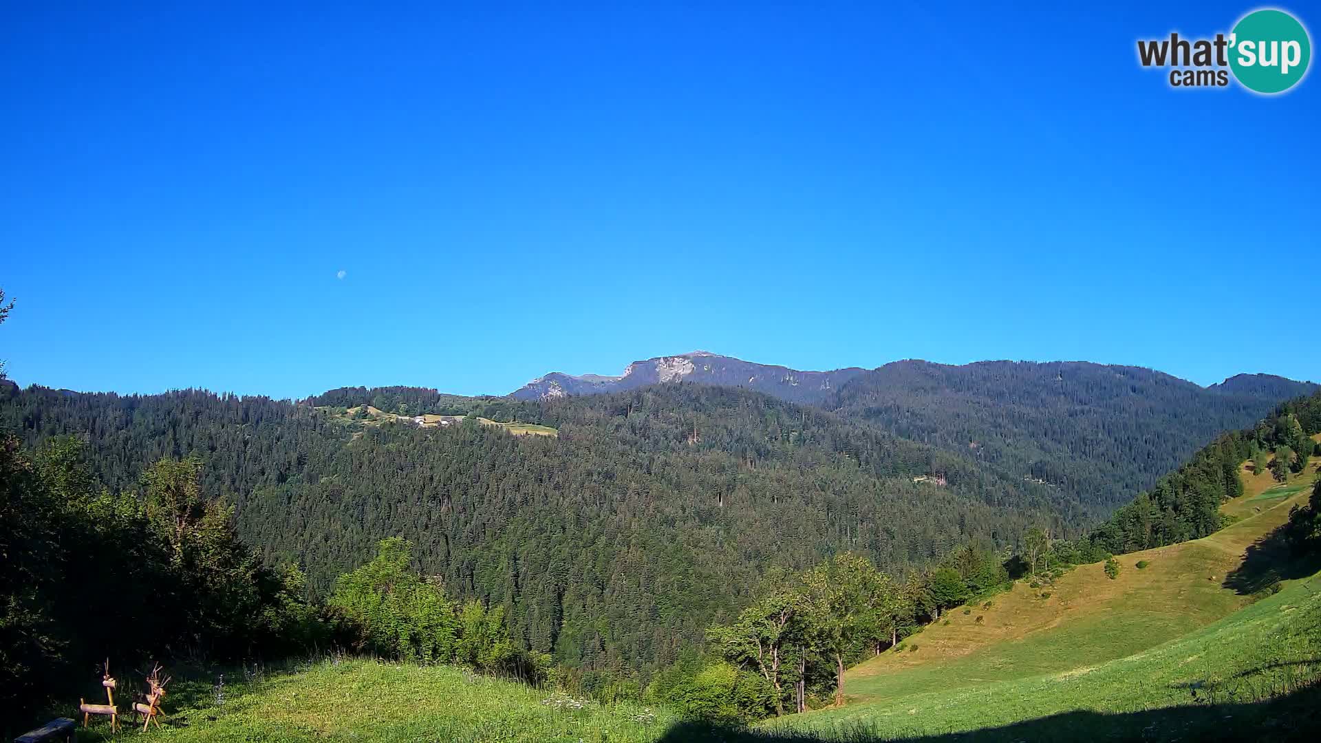 Webcam Brunarica Dražgoše – Vista live sul Ratitovec (1666 m)