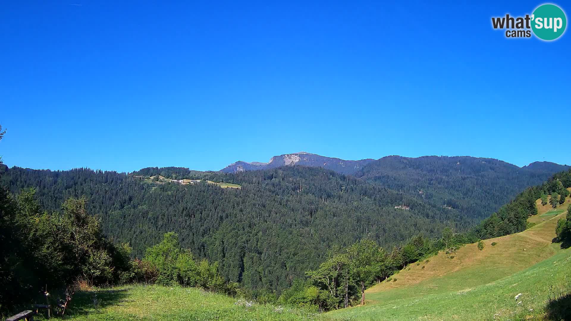 Webcam Brunarica Dražgoše – Liveblick auf Ratitovec (1666 m)
