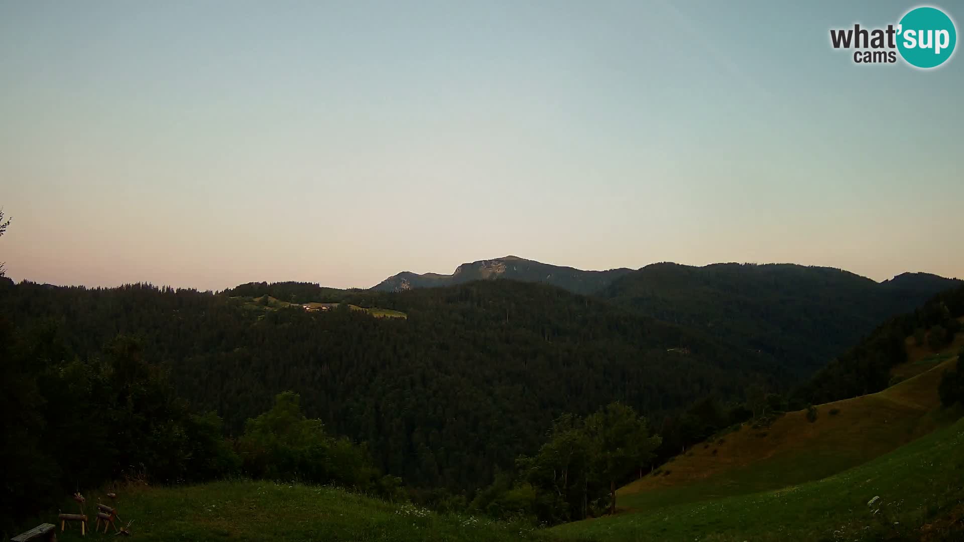 Spletna kamera Brunarica Dražgoše – Pogled v živo na Ratitovec (1666 m)