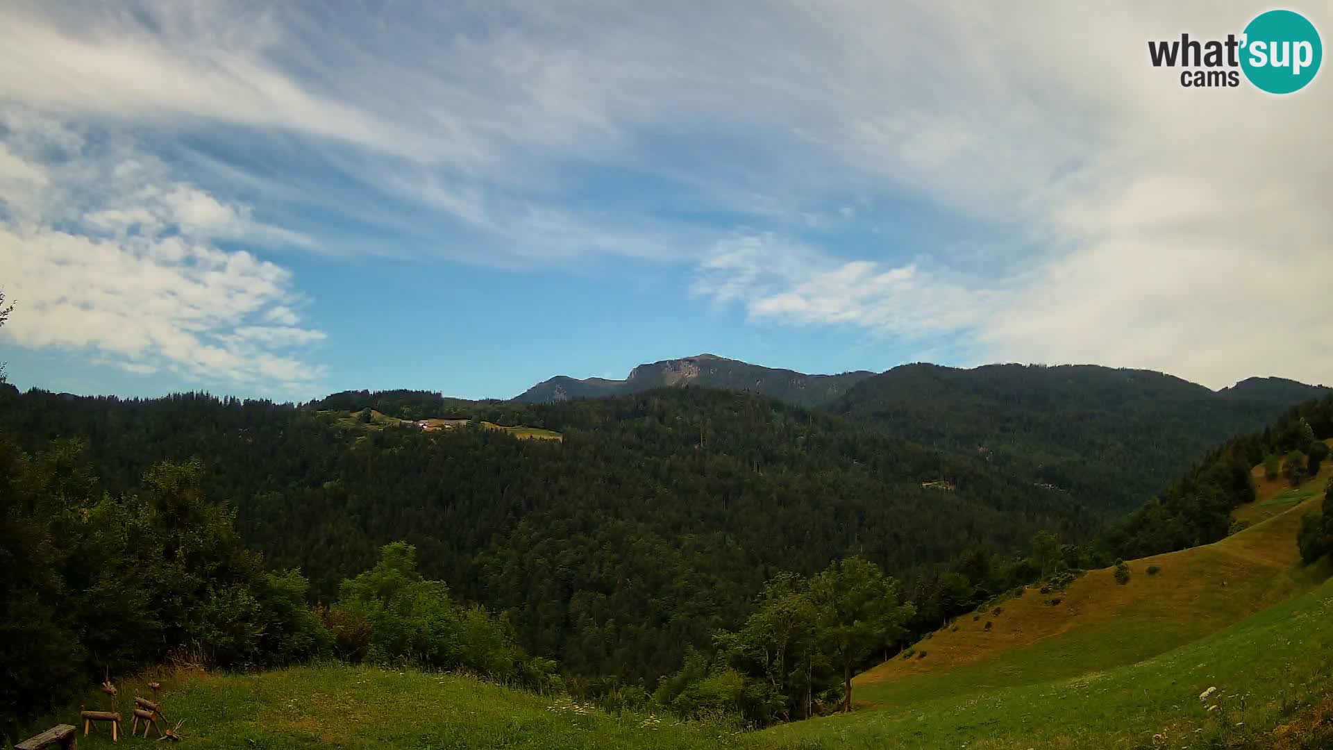 Spletna kamera Brunarica Dražgoše – Pogled v živo na Ratitovec (1666 m)