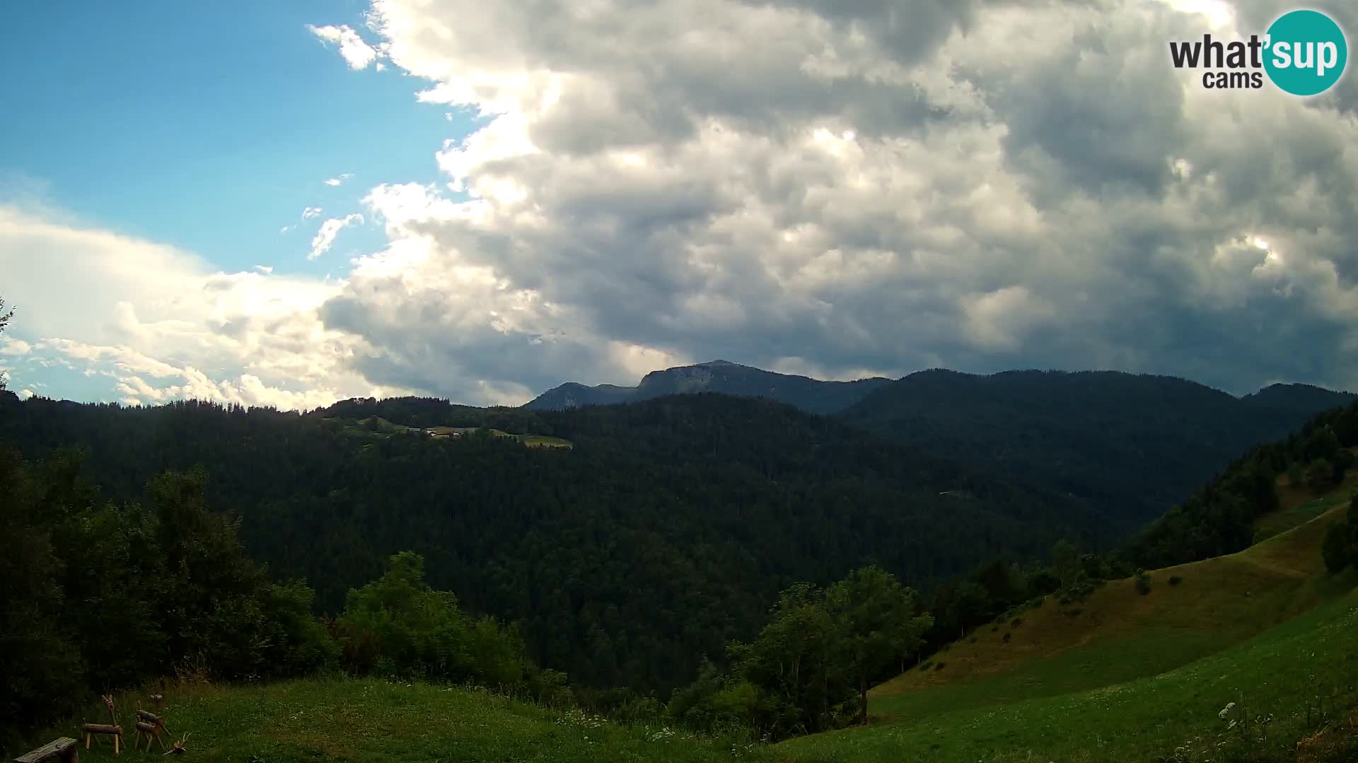 Spletna kamera Brunarica Dražgoše – Pogled v živo na Ratitovec (1666 m)