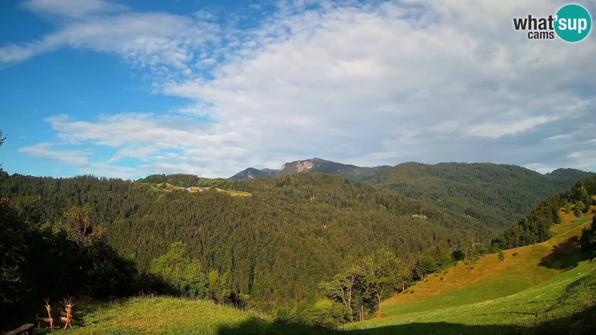 Spletna kamera Brunarica Dražgoše – Pogled v živo na Ratitovec (1666 m)