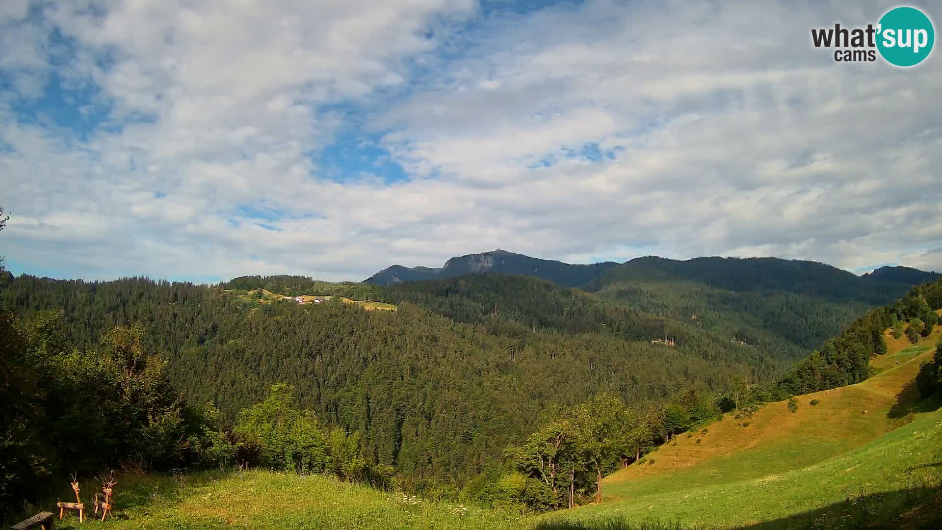 Spletna kamera Brunarica Dražgoše – Pogled v živo na Ratitovec (1666 m)